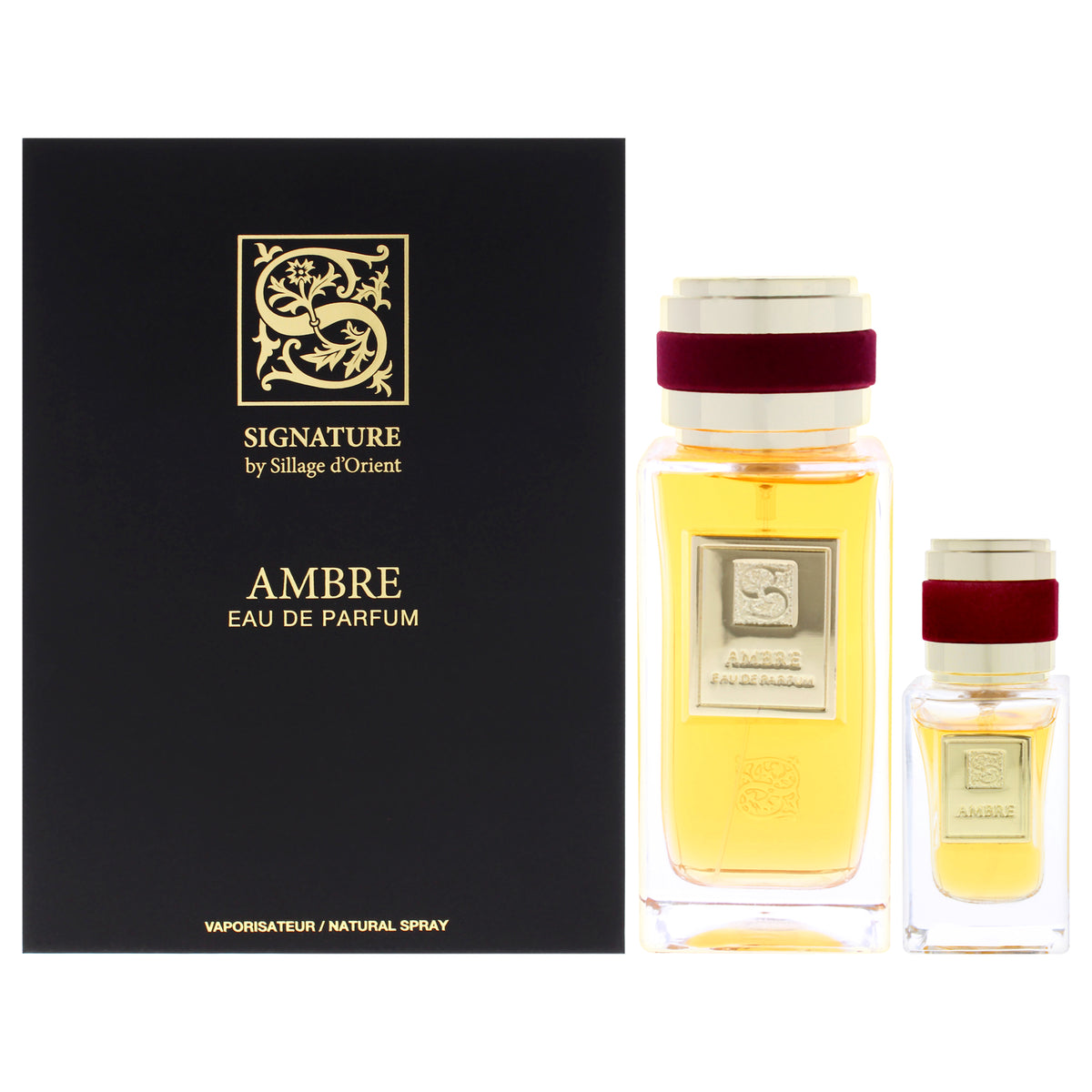 Amber by Sillage dOrient for Men - 3 Pc Gift Set 3.4oz EDP Spray, 0.5oz EDP Spray (Refillable), Sprayer
