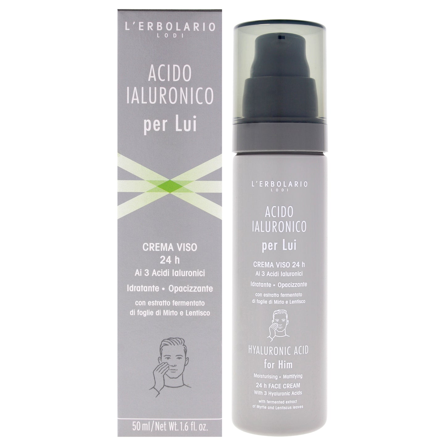 Hyaluronic Acid Moisturisin Mattifying Face Cream by LErbolario for Men - 1.6 oz Cream