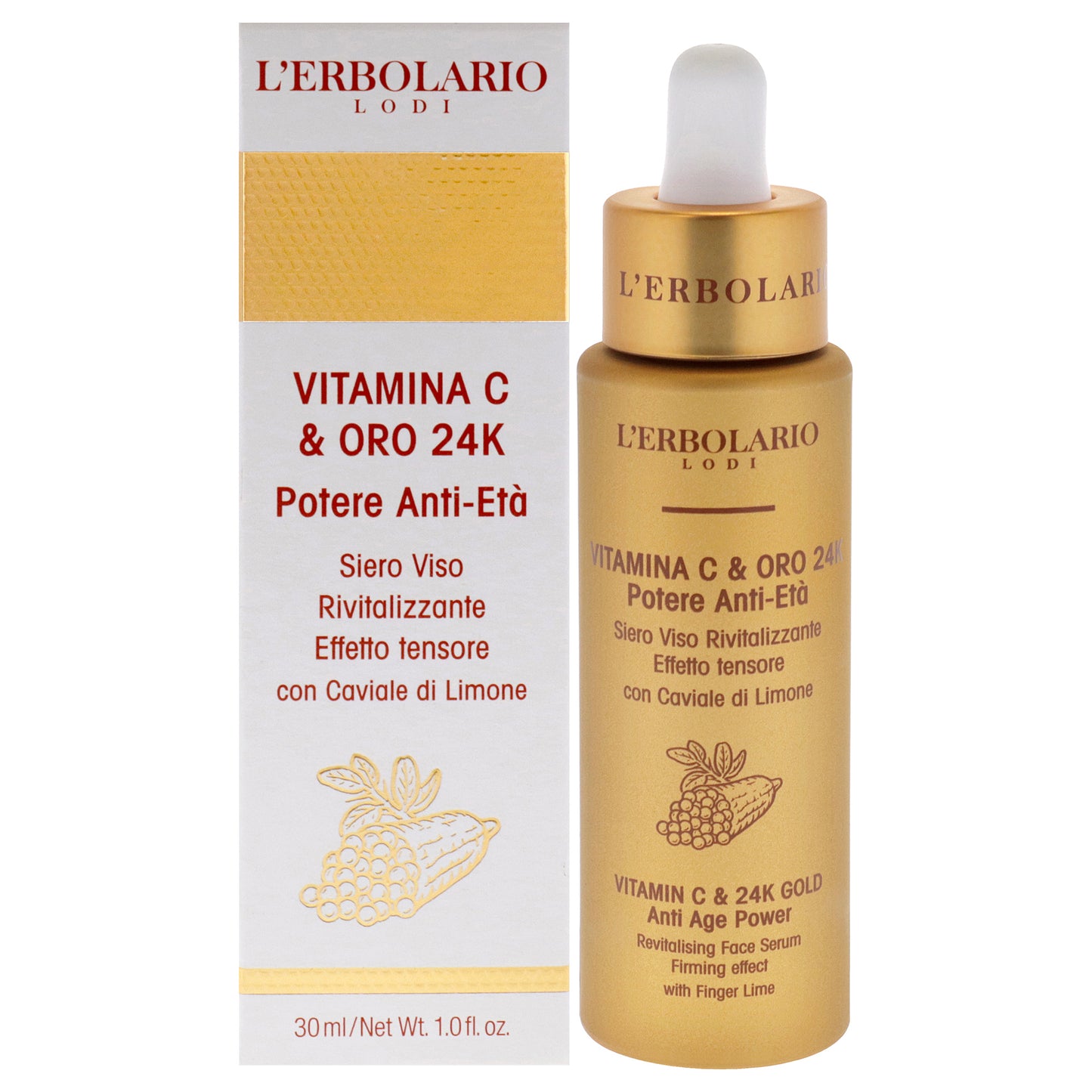 Vitamin C and 24K Gold Anti Age Power Revitalising Face Serum by LErbolario for Unisex - 1 oz Serum