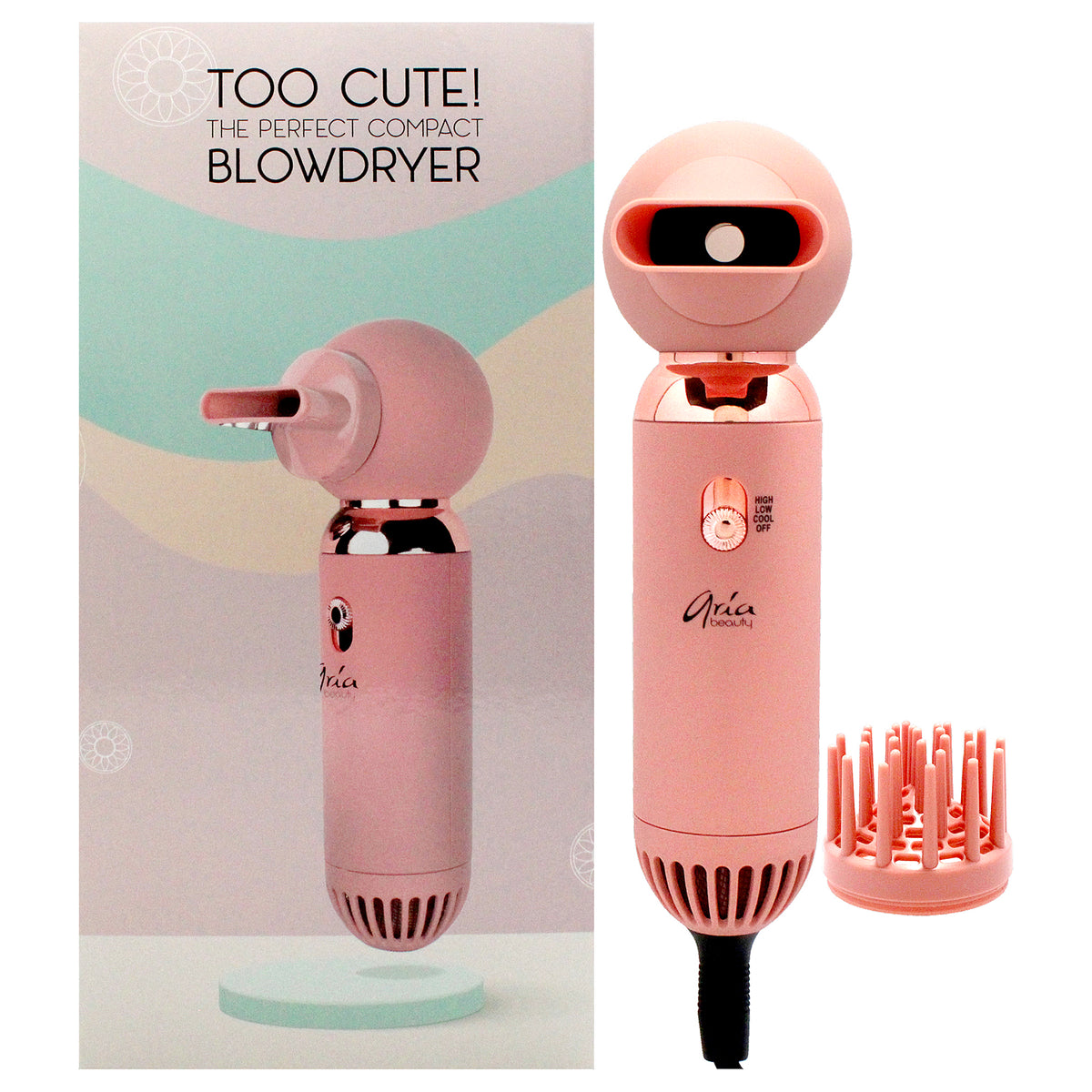 Too Cute Compact Blowdryer - Rose Gold by Aria Beauty for Women - 1 Pc Hair Dryer