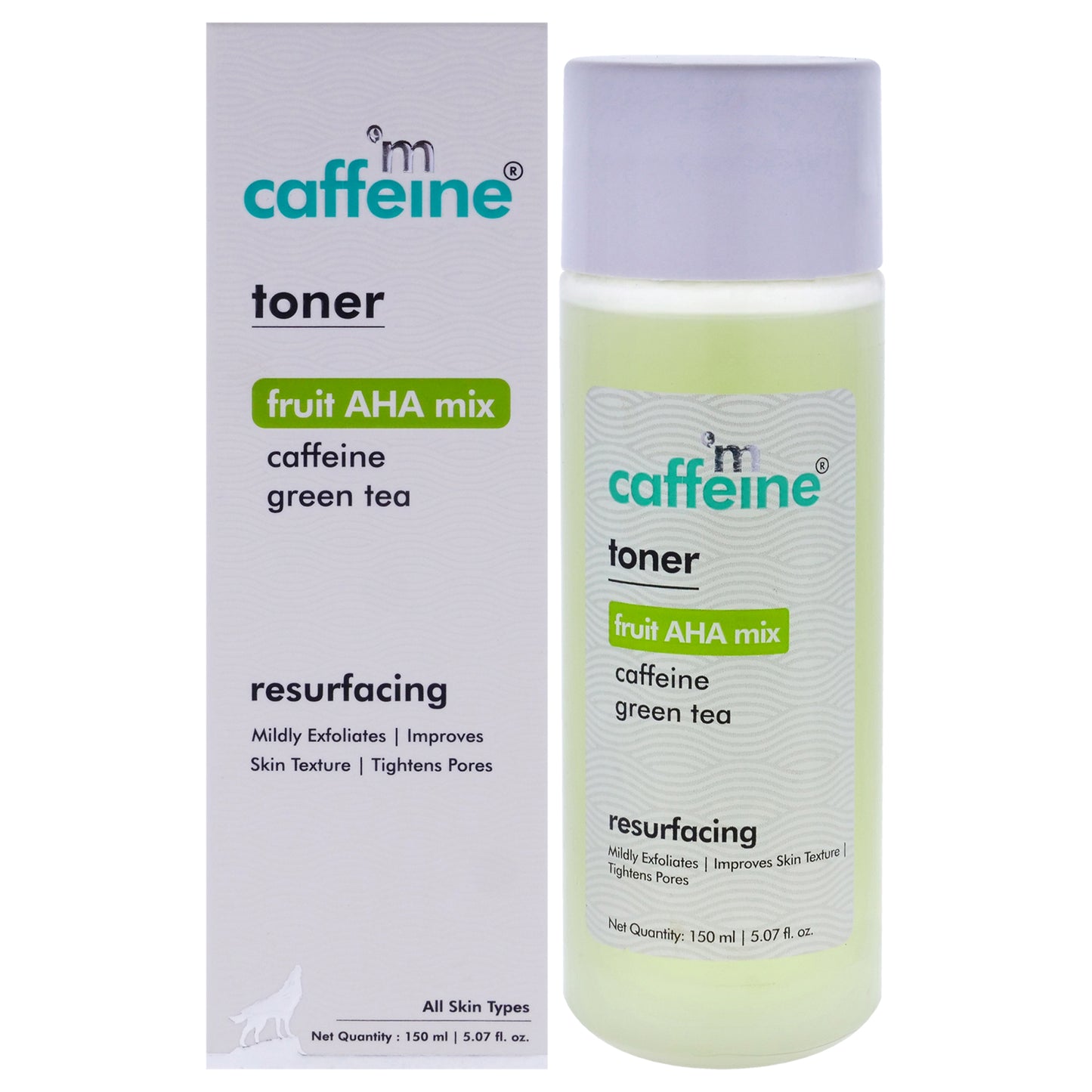 Fruit AHA Mix and Caffeine Green Tea Resurfacing Toner - All Skin Types by mCaffeine for Unisex - 5.07 oz Toner