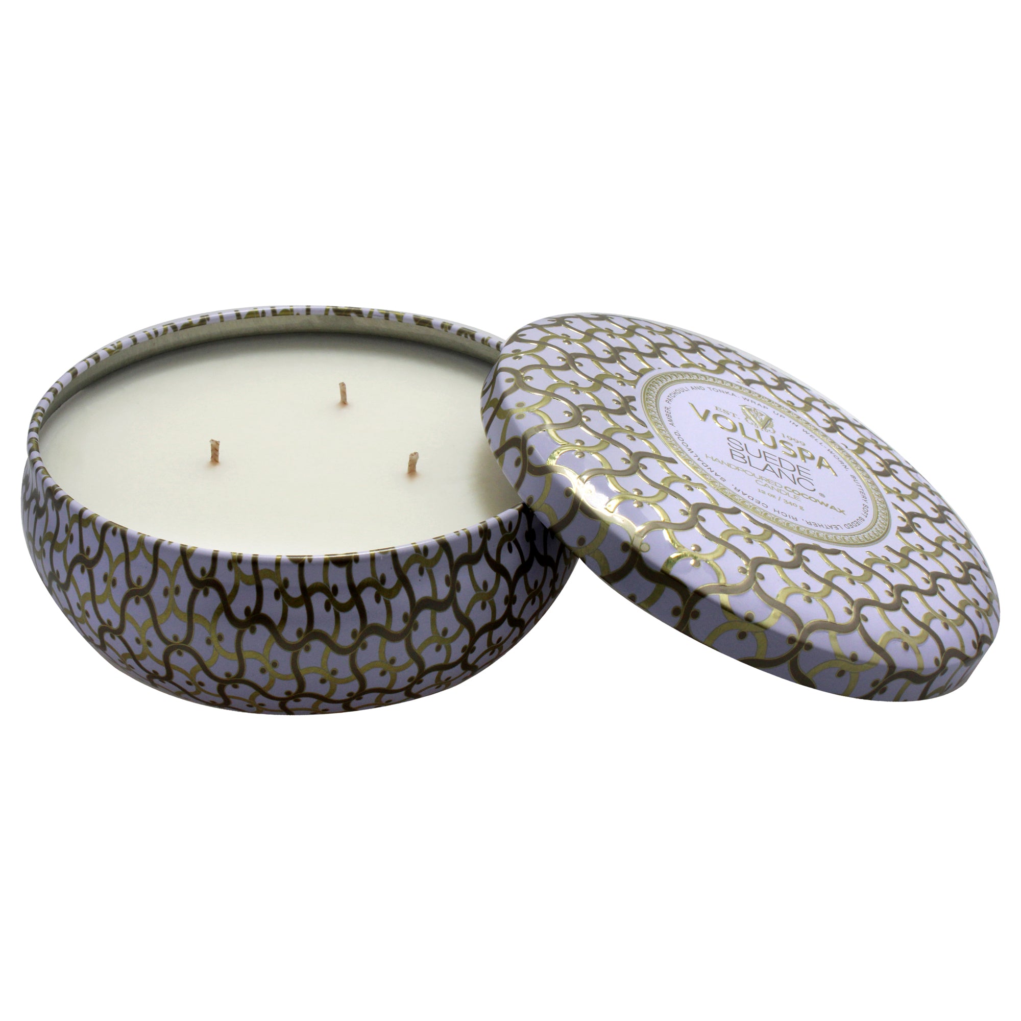 Maison Blanc Collection 3 Wick Tin Candle - Suede Blanc by Voluspa for Unisex - 12 oz Candle