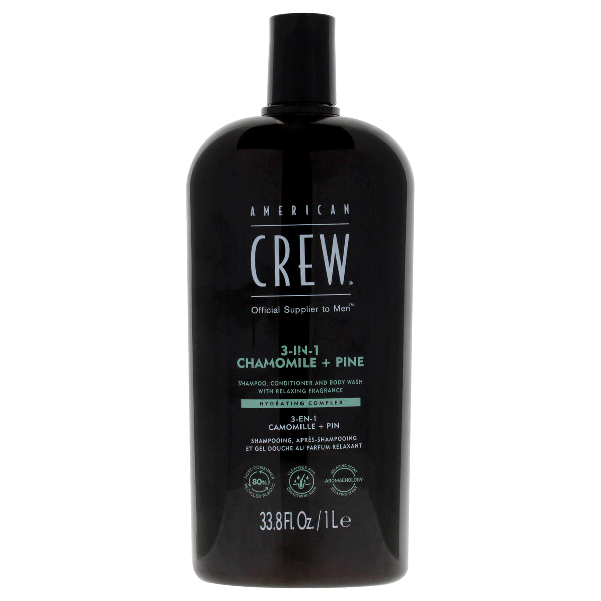3-In-1 Chamoline Plus Pine by American Crew for Men - 33.8 oz Shampoo, Conditioner and Body Wash