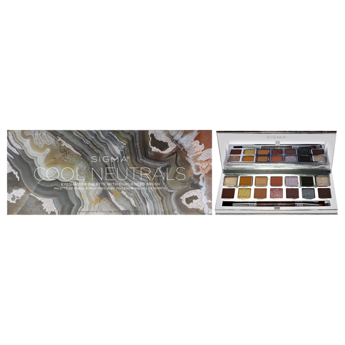 Eyeshadow Palette - Cool Neutrals by SIGMA for Women - 2 Pc 0.56oz Eye Shadow, Brush