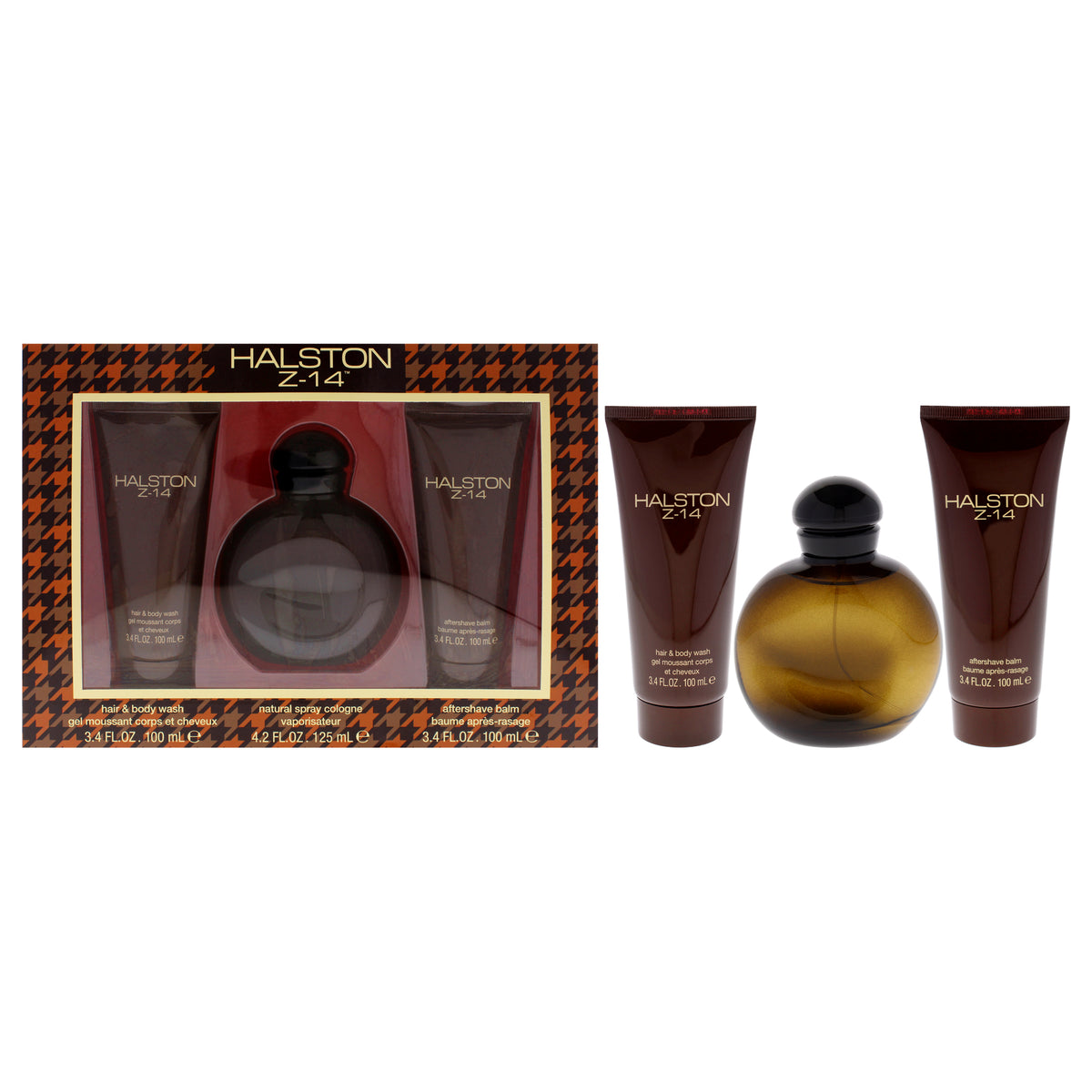 Halston Z-14 by Halston for Men - 3 Pc Gift Set 4.2oz Cologne Spray, 3.4oz After Shave Balm, 3.4oz Hair and Body Wash