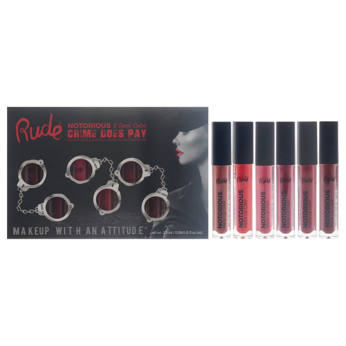 Crime Does Pay Notorious - Dark 6 Pc 0.084oz Lipstick - Amulet