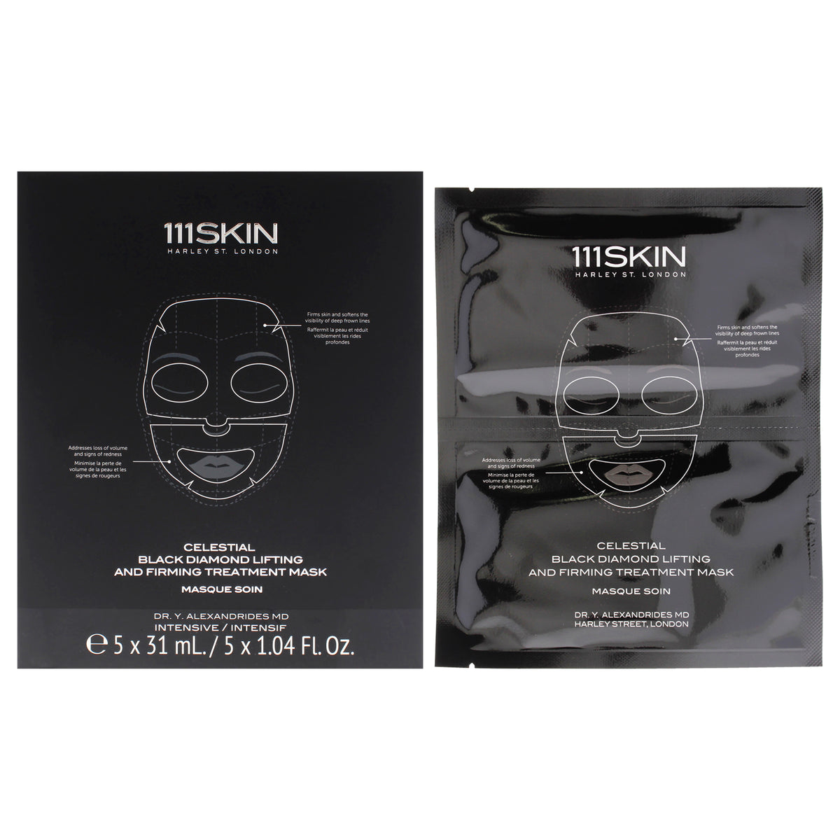 Celestial Black Diamond Lifting and Firming Treatment Mask by 111Skin for Unisex - 5 Pc Mask