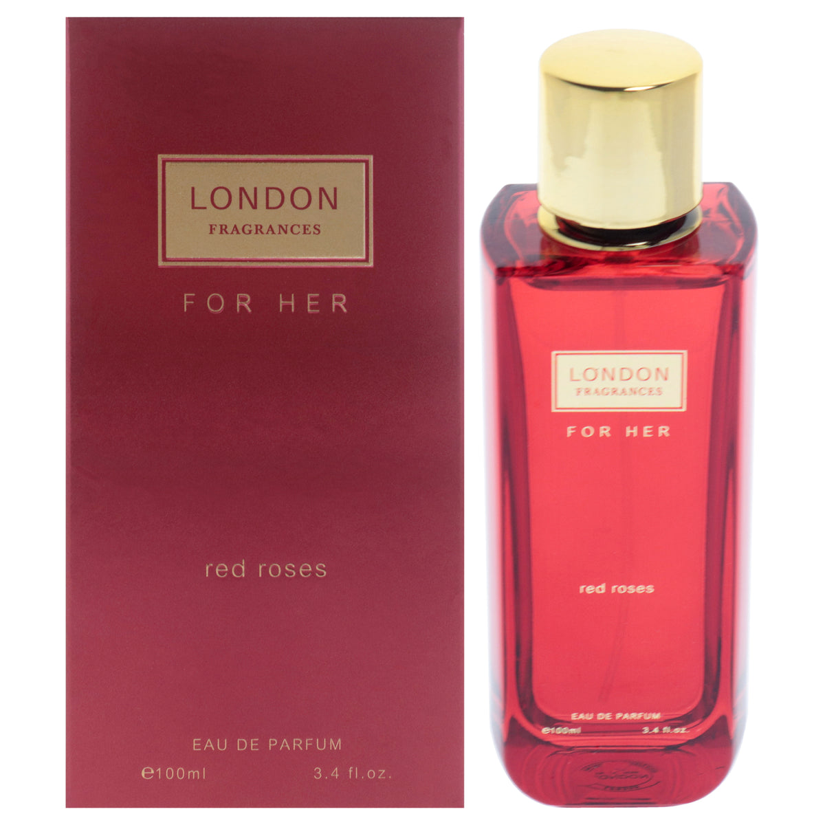 London Fragrances - Red Roses by Fine Perfumery for Women - 3.4 oz EDP Spray