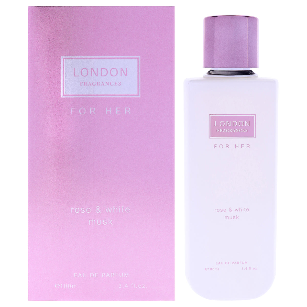 London Fragrances - Rose and White Musk by Fine Perfumery for Women - 3.4 oz EDP Spray