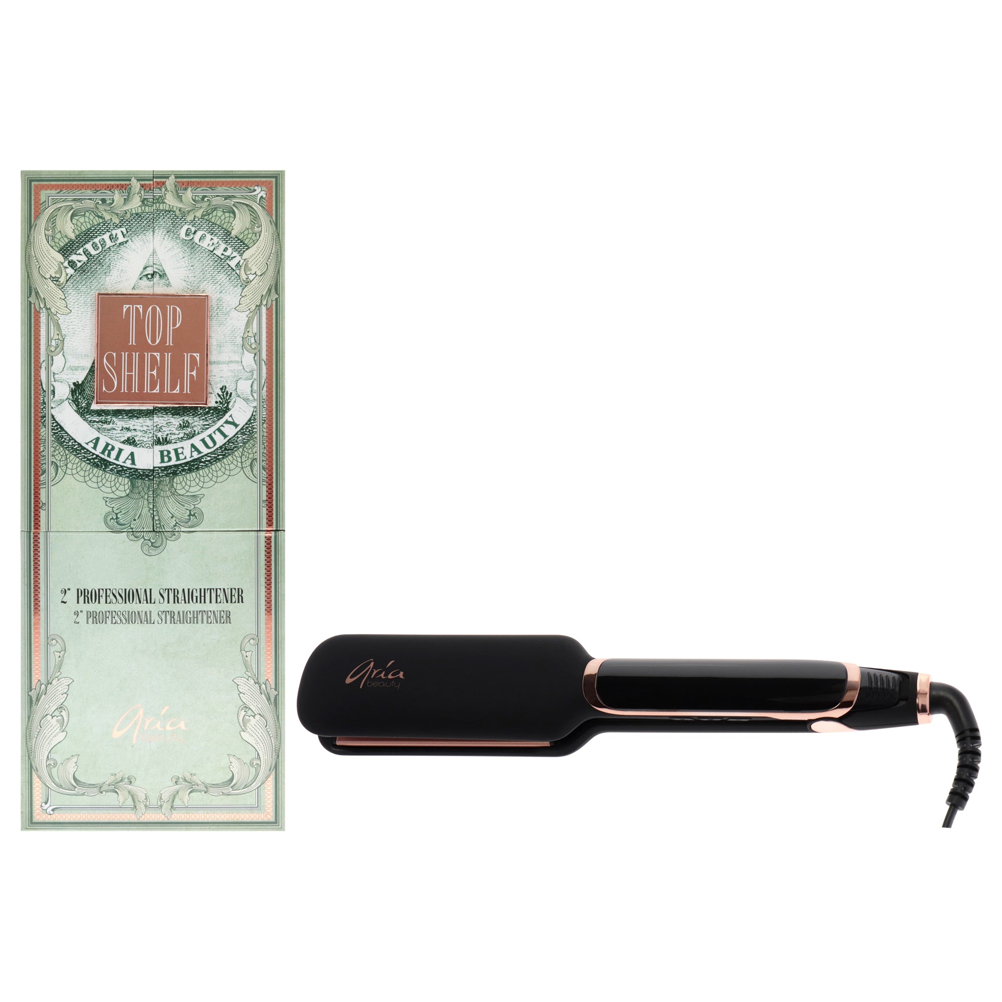 Top Shelf Infrared Hair Straightener - Black by Aria Beauty for Women - 2 Inch Flat Iron