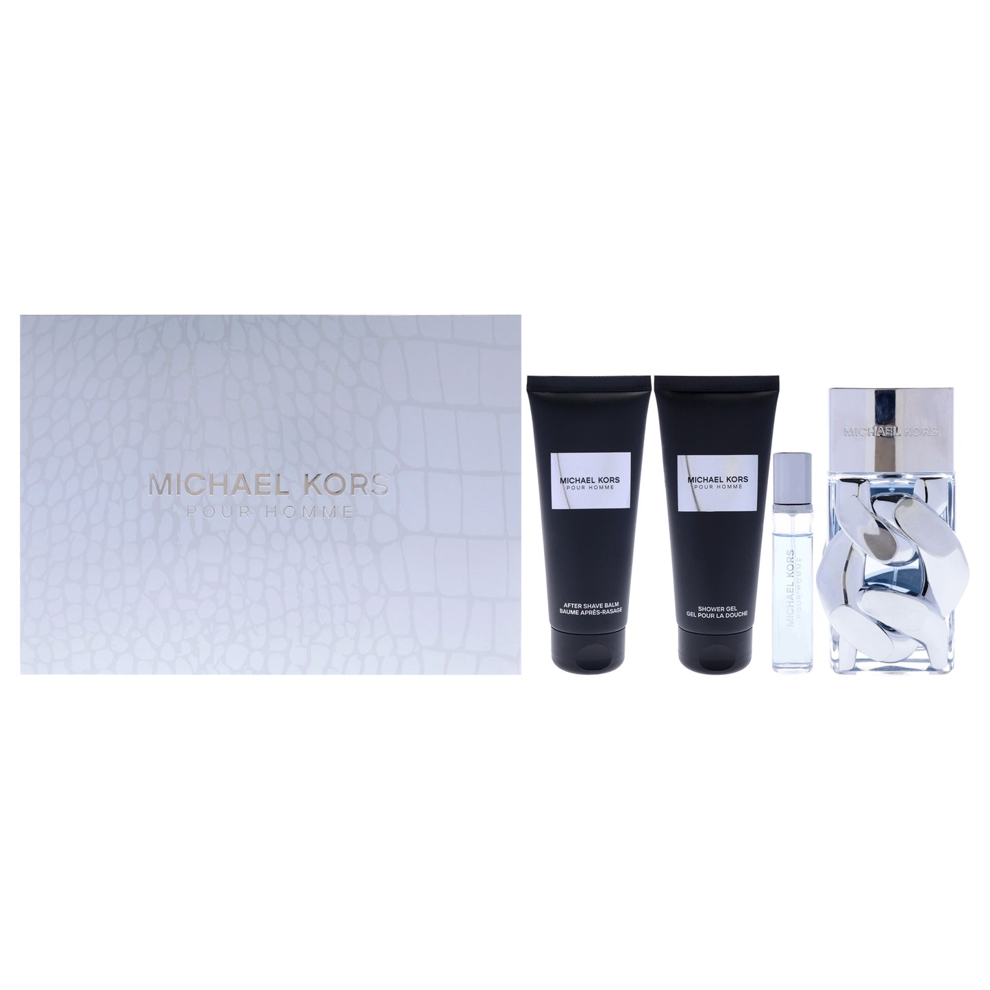Michael Kors Pour Homme by Michael Kors for Men - 4 Pc Gift Set 3.4oz EDP Spray, 0.3oz EDP Spray(Mini), 3.4oz Body Lotion, 3.4oz Shower Gel