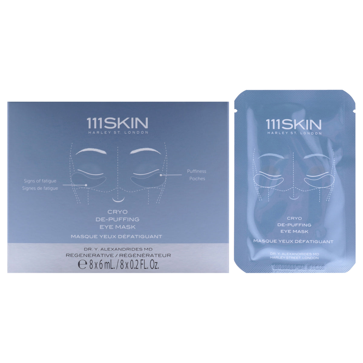 Cryo De-Puffing Eye Mask by 111Skin for Unisex - 8 Pair Mask