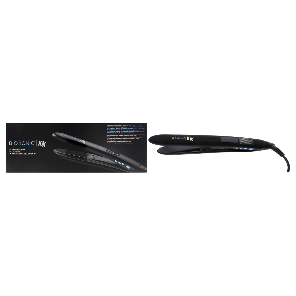 10x Styling Iron by Bio Ionic for Women - 1 Inch Flat Iron