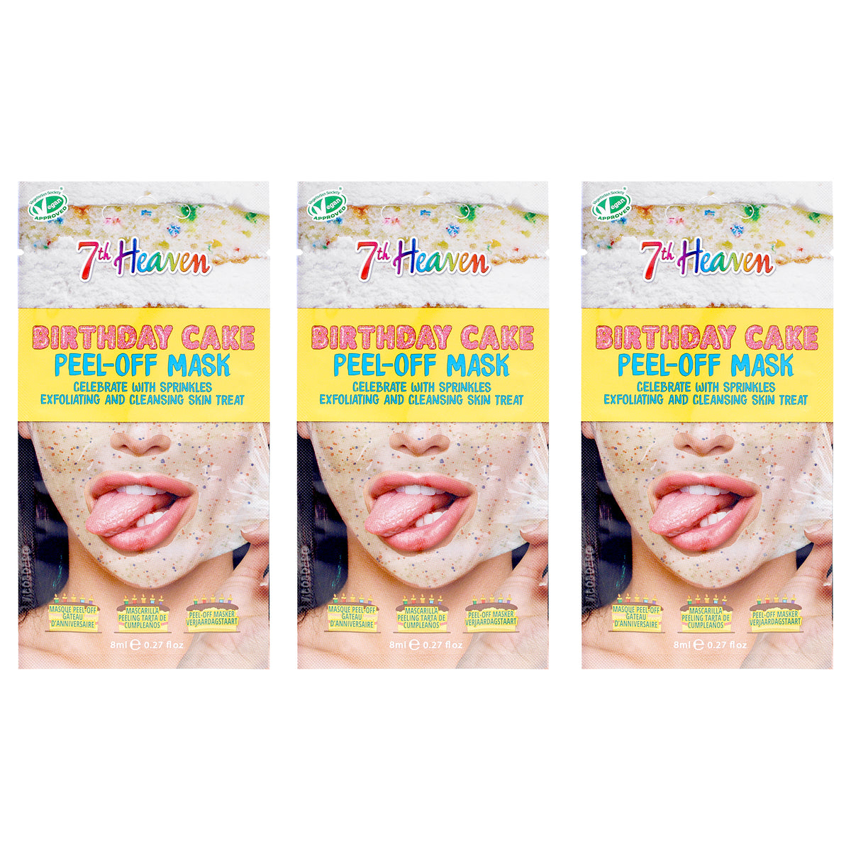 Birthday Cake Peel-Off Exfoliating Skincare by 7th Heaven for Women - 3 x 0.27 oz Mask