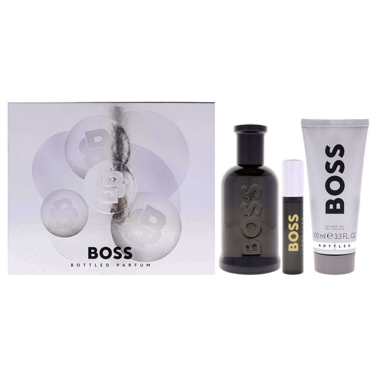 Boss Bottled No. 6 by Hugo Boss for Men - 3 Pc Gift Set 3.3oz Parfum Spray, 0.33oz Parfum Spray (Mini), 3.3oz Shower Gel