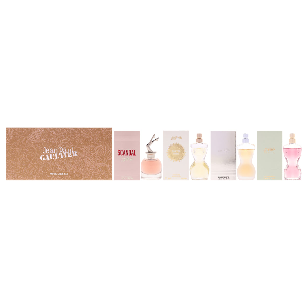 Miniatures Set by Jean Paul Gaultier for Women - 4 Pc Mini Gift Set 0.2oz Scandal EDP Spray, 0.2oz Gaultier Divine EDP Spray, 0.2oz Classique EDT Spray, 0.2oz La Belle EDP Spray