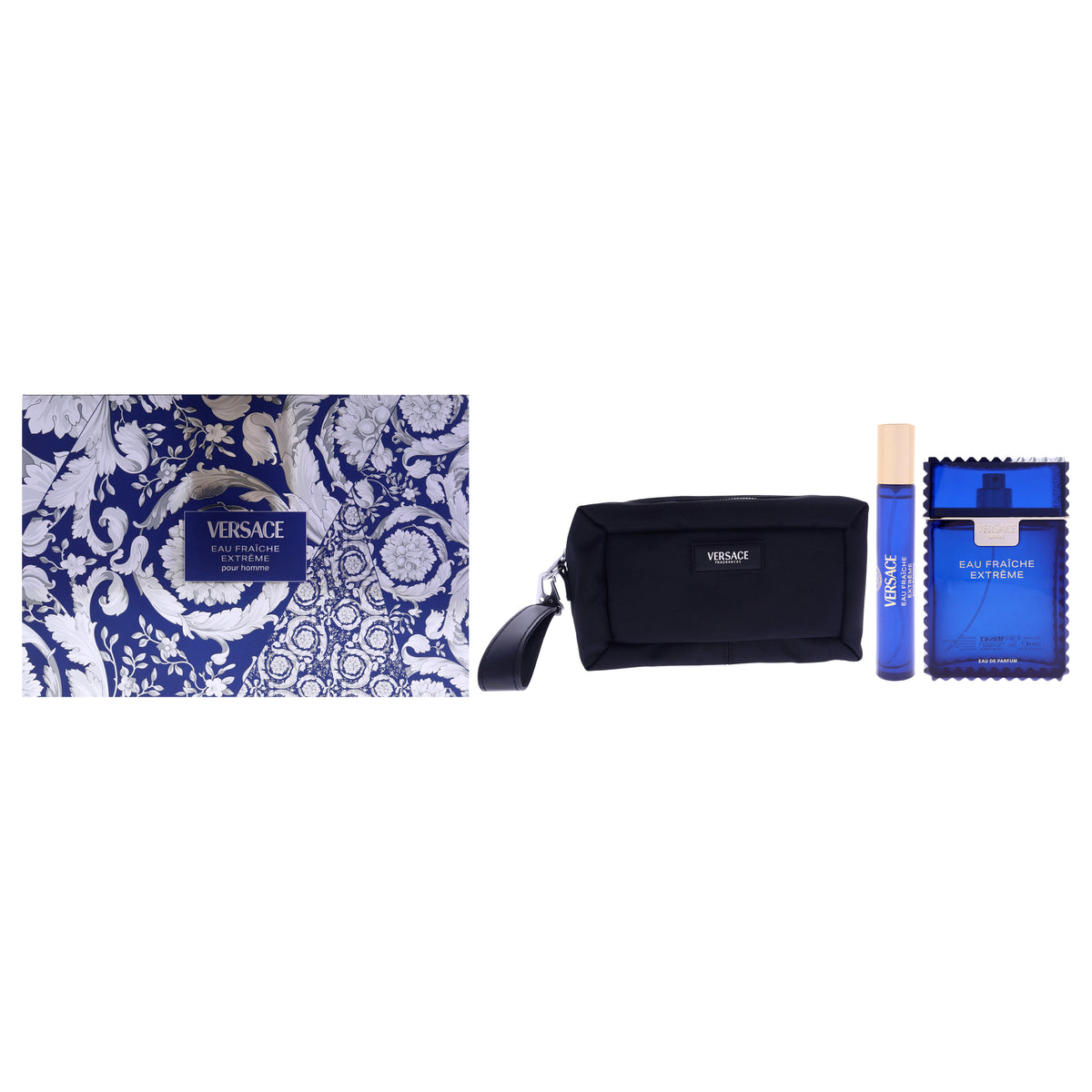 Versace Eau Fraiche Extreme by Versace for Men - 3 Pc Gift Set 3.4oz EDP Spray, 0.33oz EDP Spray (Mini), Trousse