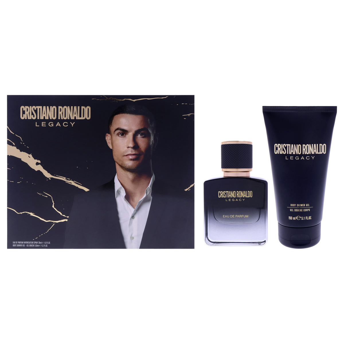 Legacy by Cristiano Ronaldo for Men - 2 Pc Gift Set 1oz EDP Spray, 5.1oz Body Shower Gel