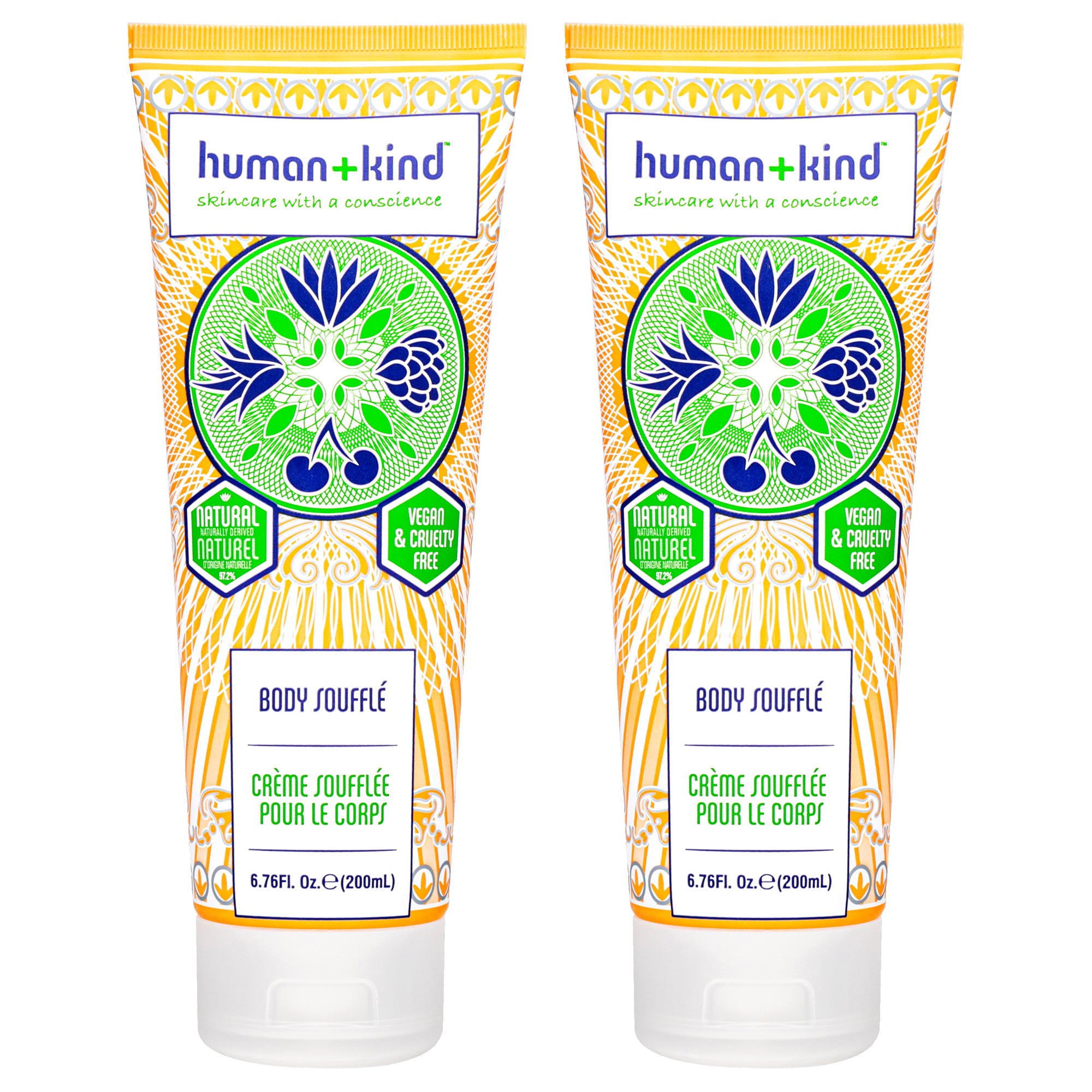 Body Souffle Cream - Tube - Pack of 2 by Human+Kind for Unisex - 6.76 oz Body Cream