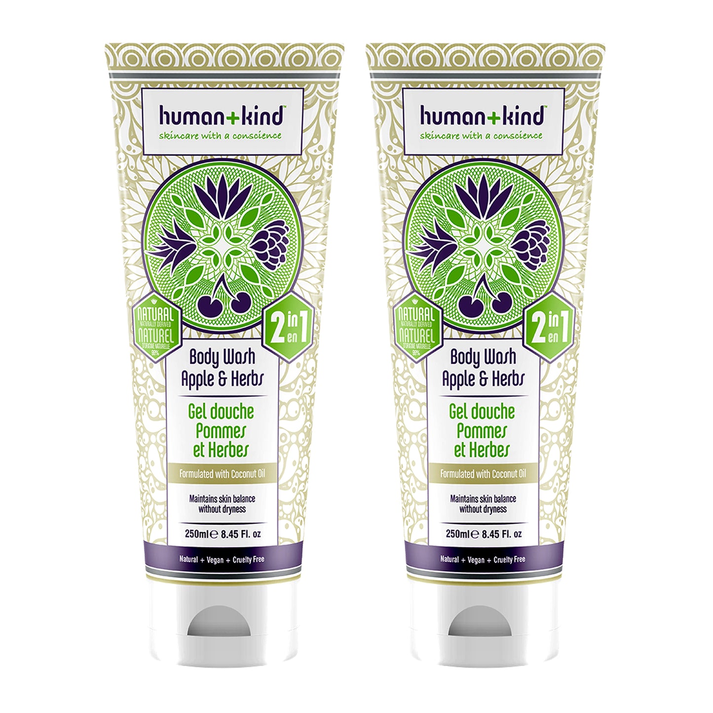 Body Wash - Apple and Herbs - Pack of 2 by Human+Kind for Unisex - 8.45 oz Body Wash