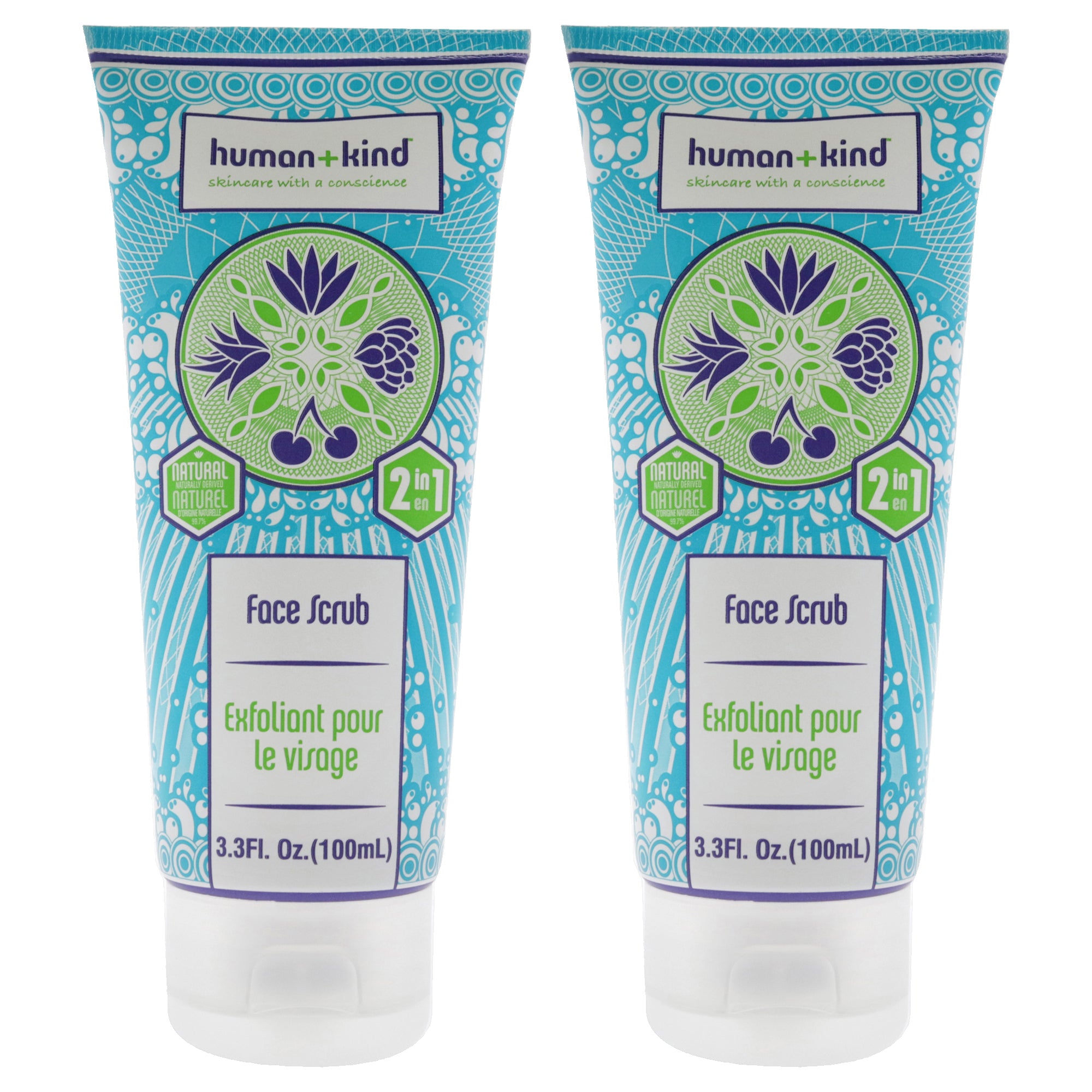 Face Scrub - Pack of 2 by Human+Kind for Unisex - 3.3 oz Scrub