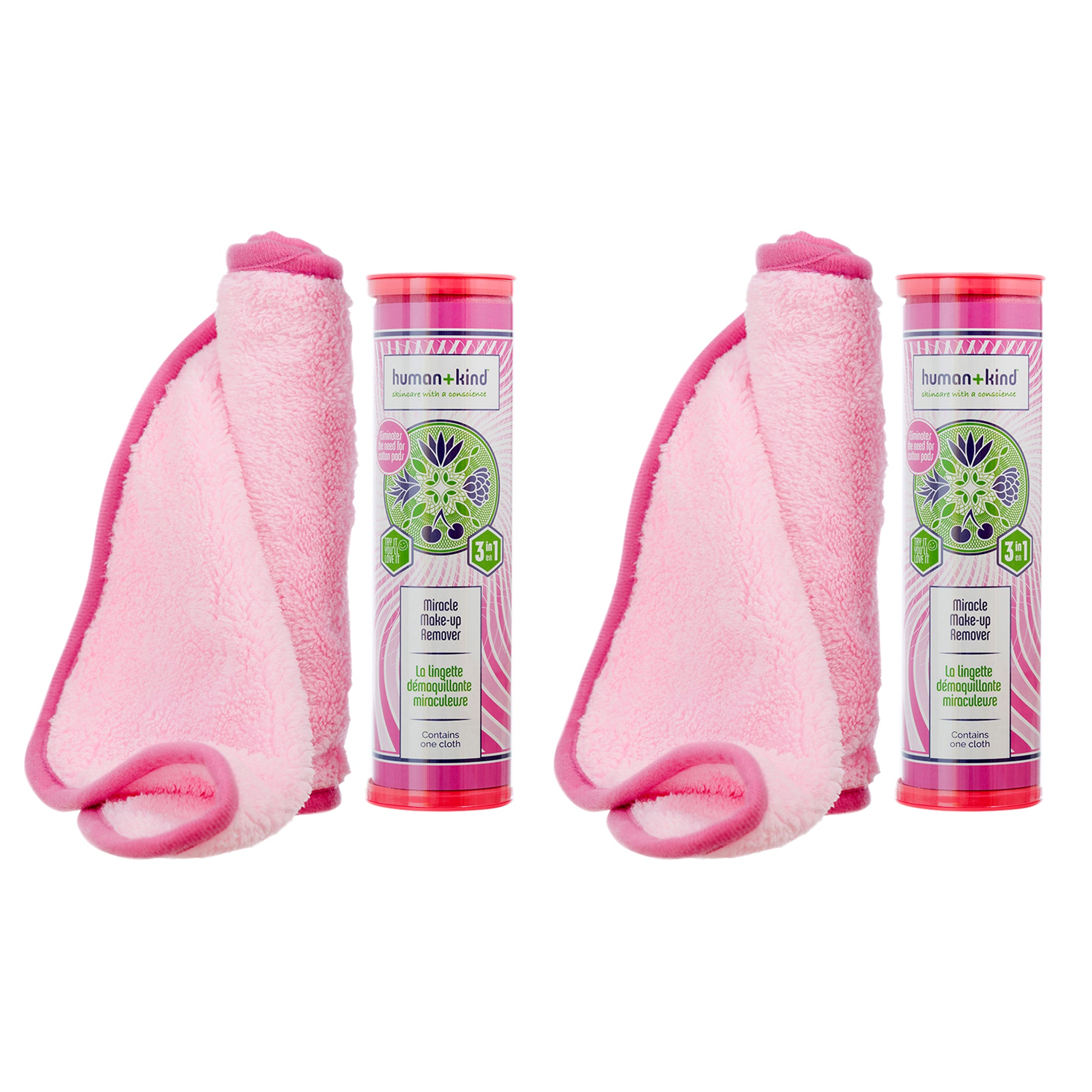 Miracle Make-Up Remover - Super Soft Cloth - Pack of 2 by Human+Kind for Unisex - 1 Pc Cloths