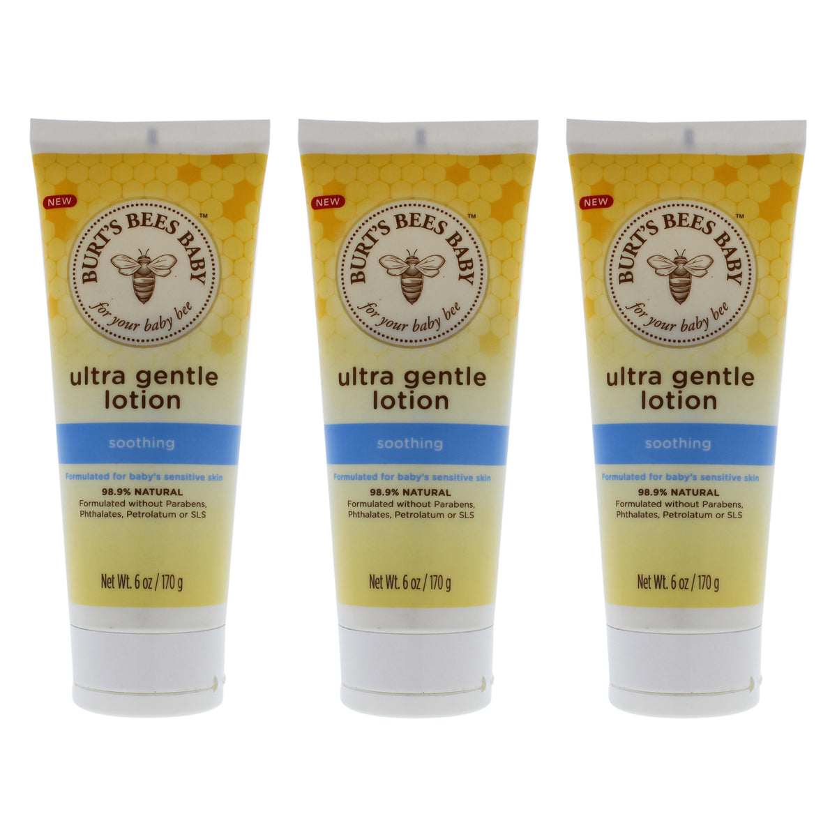 Baby Ultra Gentle Lotion by Burts Bees for Kids - 6 oz Body Lotion - Pack of 3