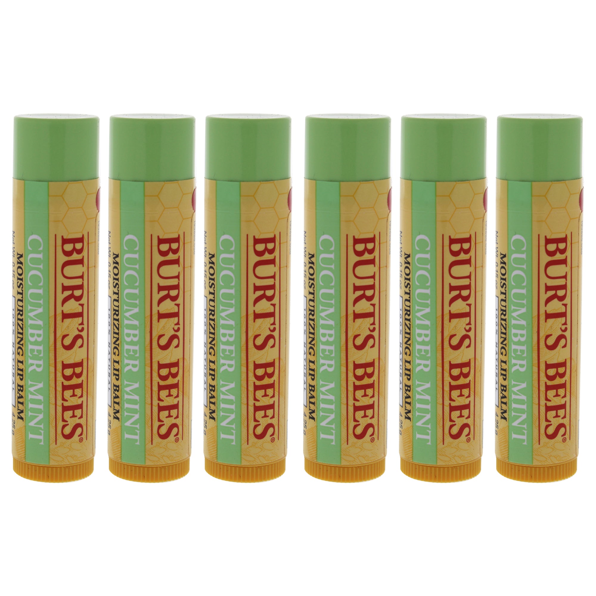 Cucumber Mint Moisturizing Lip Balm by Burts Bees for Women - 0.15 oz Lip Balm - Pack of 6