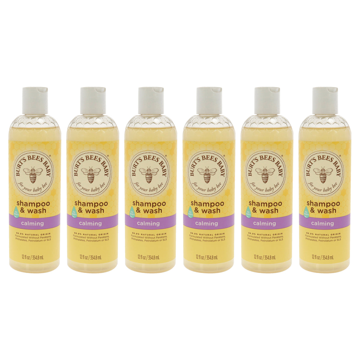 Baby Shampoo and Wash Calming by Burts Bees for Kids - 12 oz Shampoo and Body Wash - Pack of 6