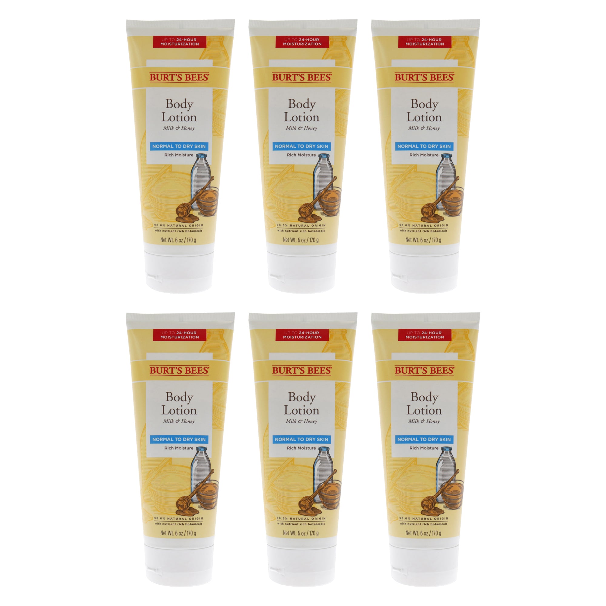 Milk and Honey Body Lotion by Burts Bees for Unisex - 6 oz Body Lotion - Pack of 6
