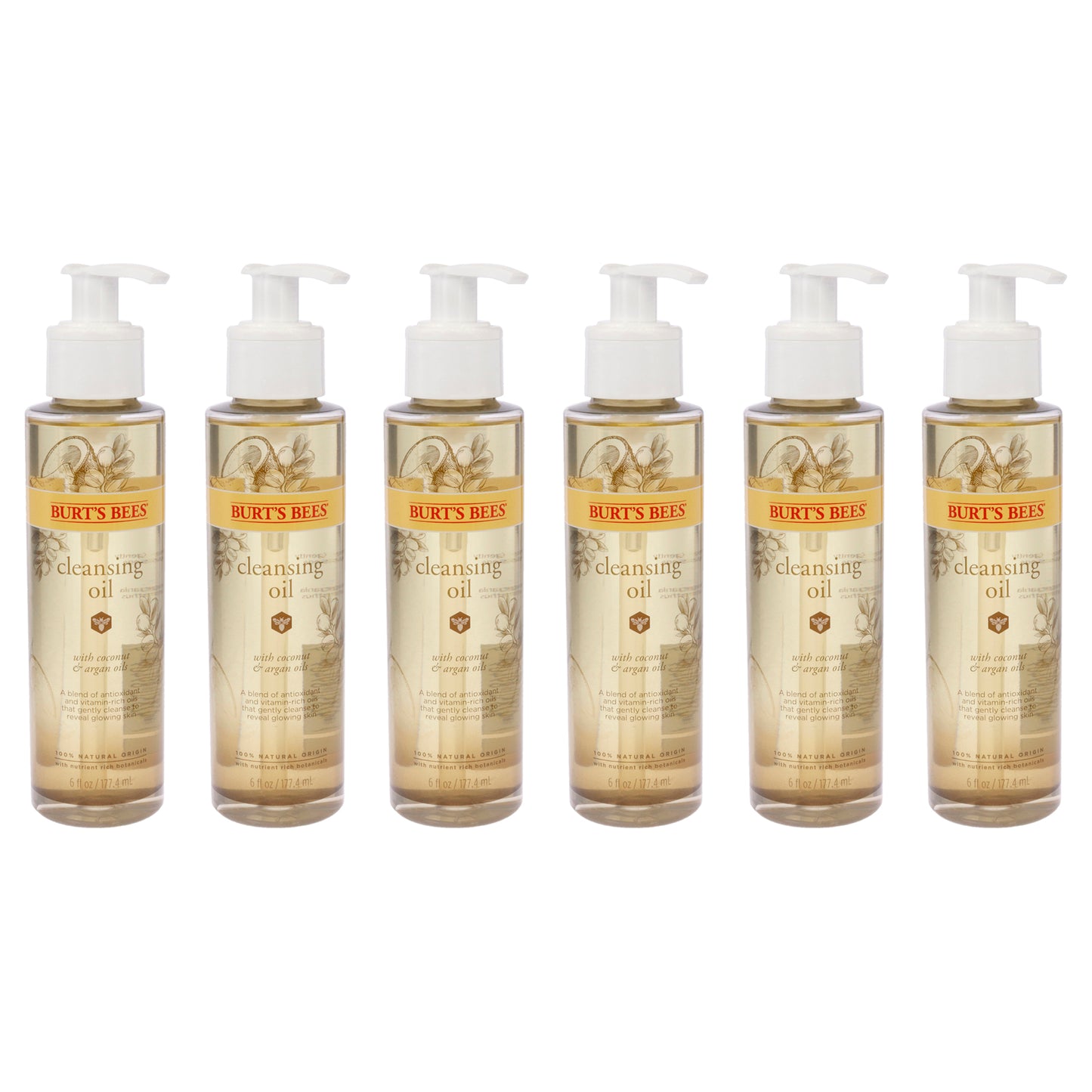 Cleansing Oil with Coconut and Argan by Burts Bees for Unisex - 6 oz Cleanser - Pack of 6