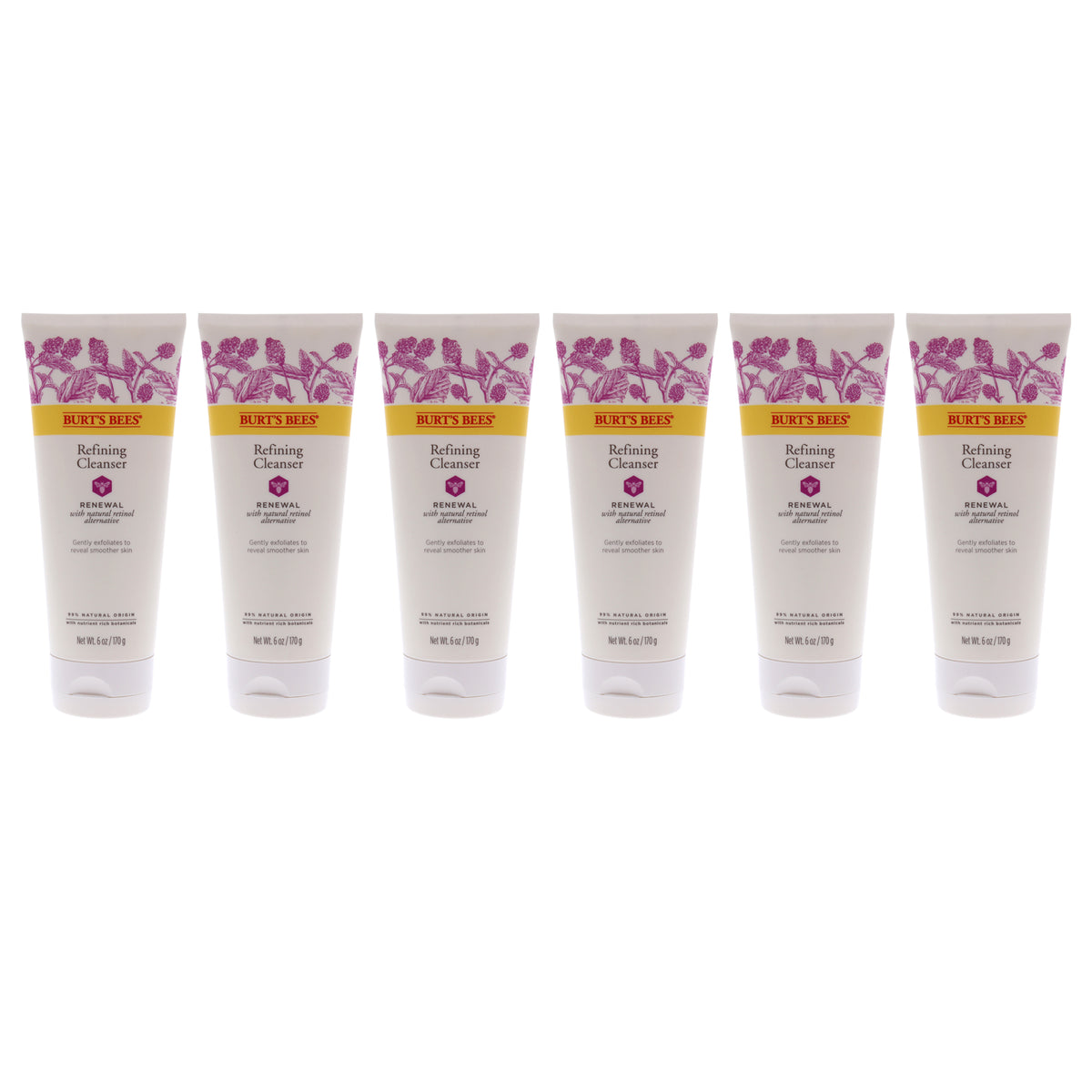 Renewal Refining Cleanser by Burts Bees for Unisex - 6 oz Cleanser - Pack of 6