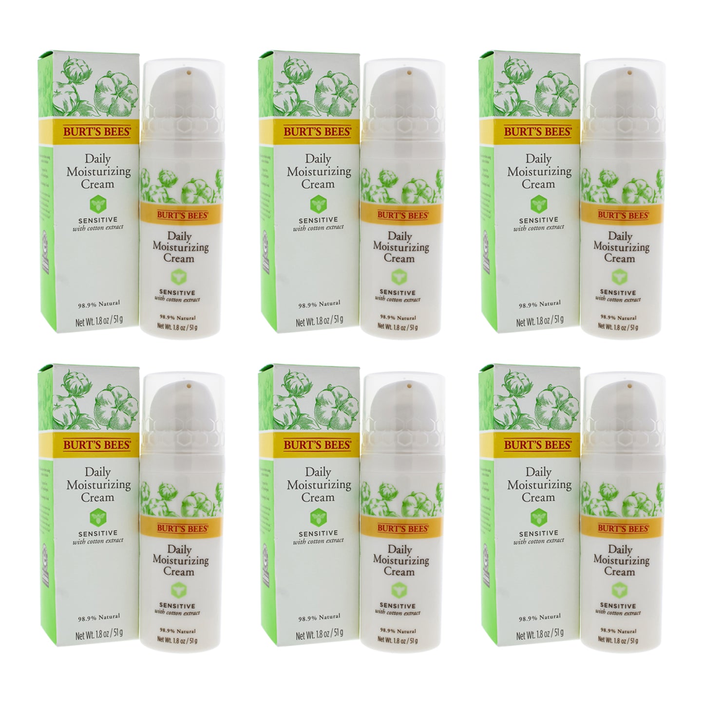 Sensitive Daily Moisturizing Cream by Burts Bees for Unisex - 1.8 oz Cream - Pack of 6