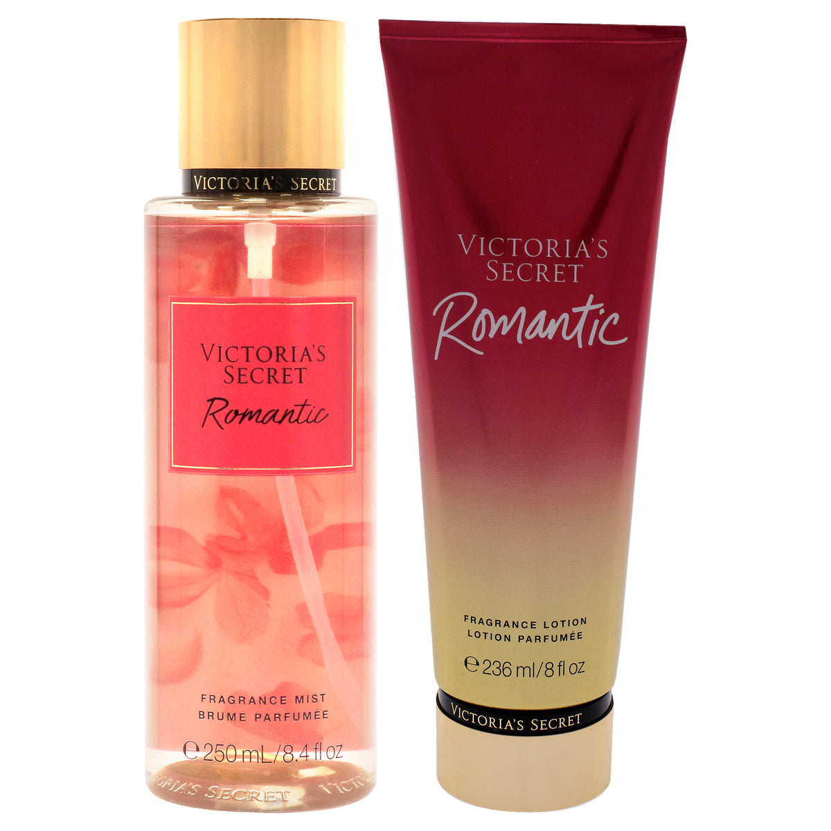 Romantic by Victorias Secret for Women - 2 Pc Kit 8.4 oz Fragrance Mist, 8 oz Body Lotion