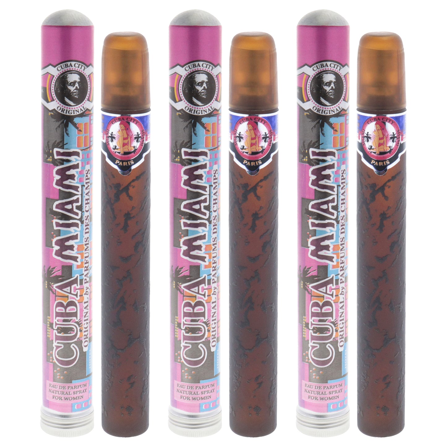 Cuba City Miami by Cuba for Women - 1.17 oz EDP Spray - Pack of 3