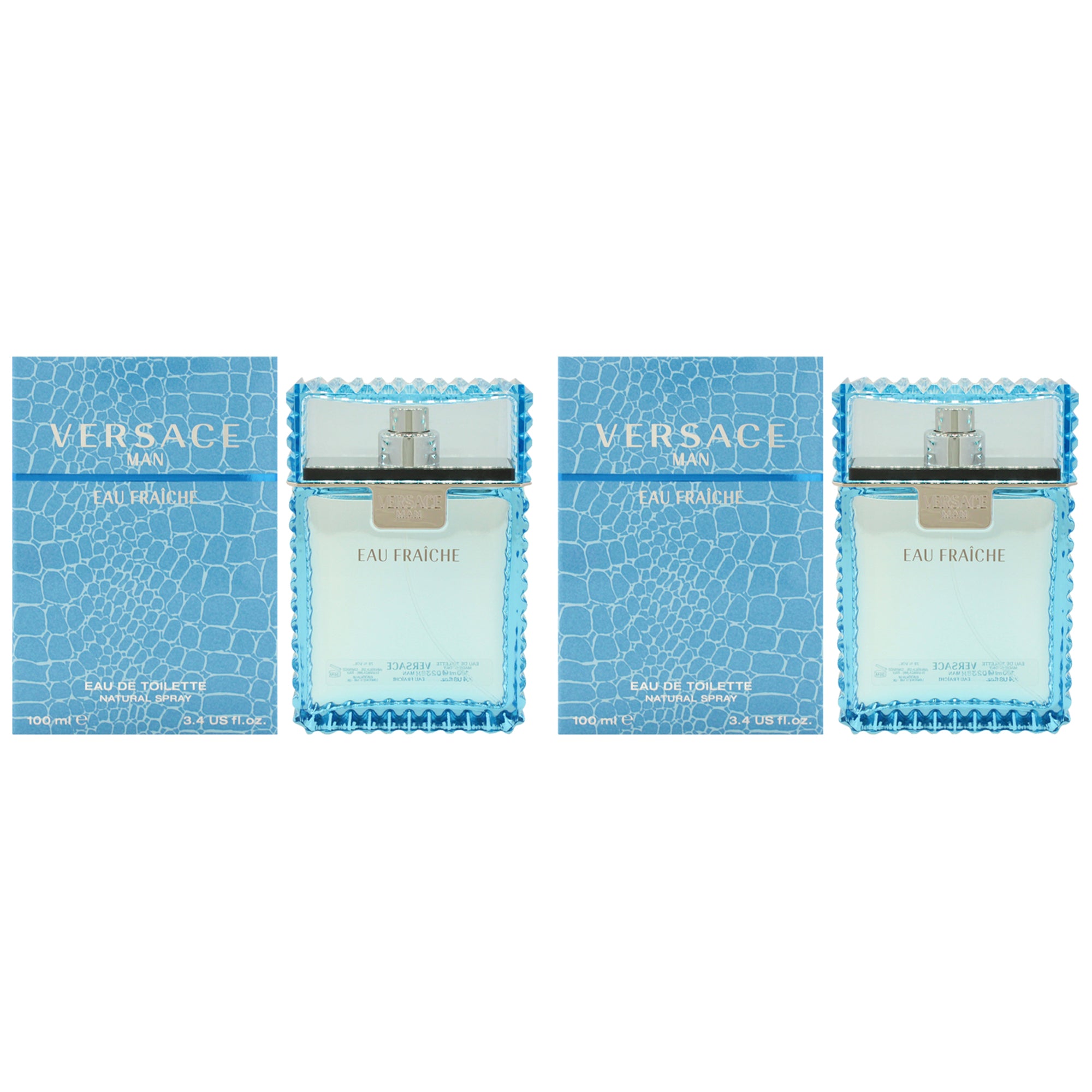 Versace Man Eau Fraiche by Versace for Men - 3.4 oz EDT Spray - Pack of 2