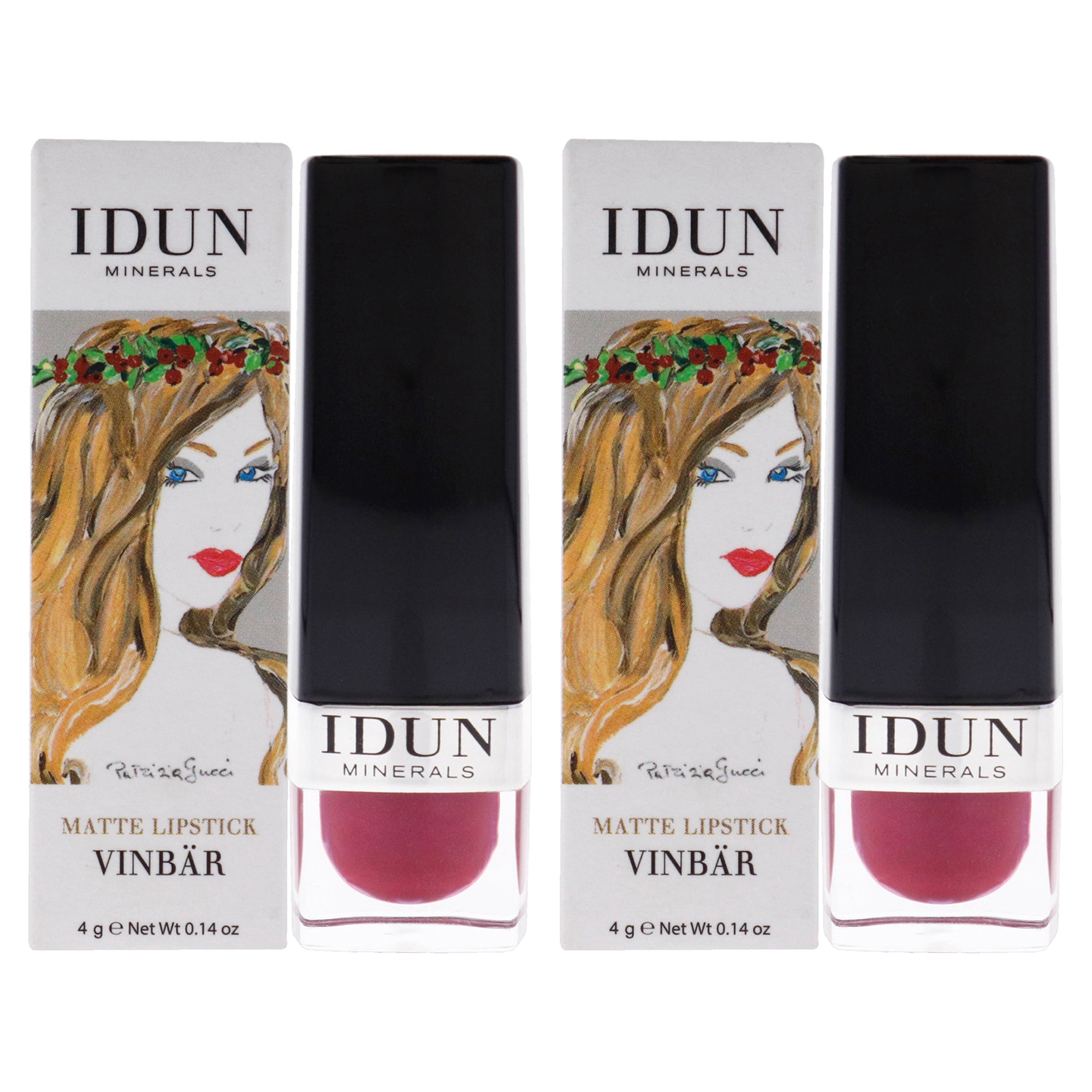 Matte Lipstick - 105 Vinbar by Idun Minerals for Women - 0.14 oz Lipstick - Pack of 2