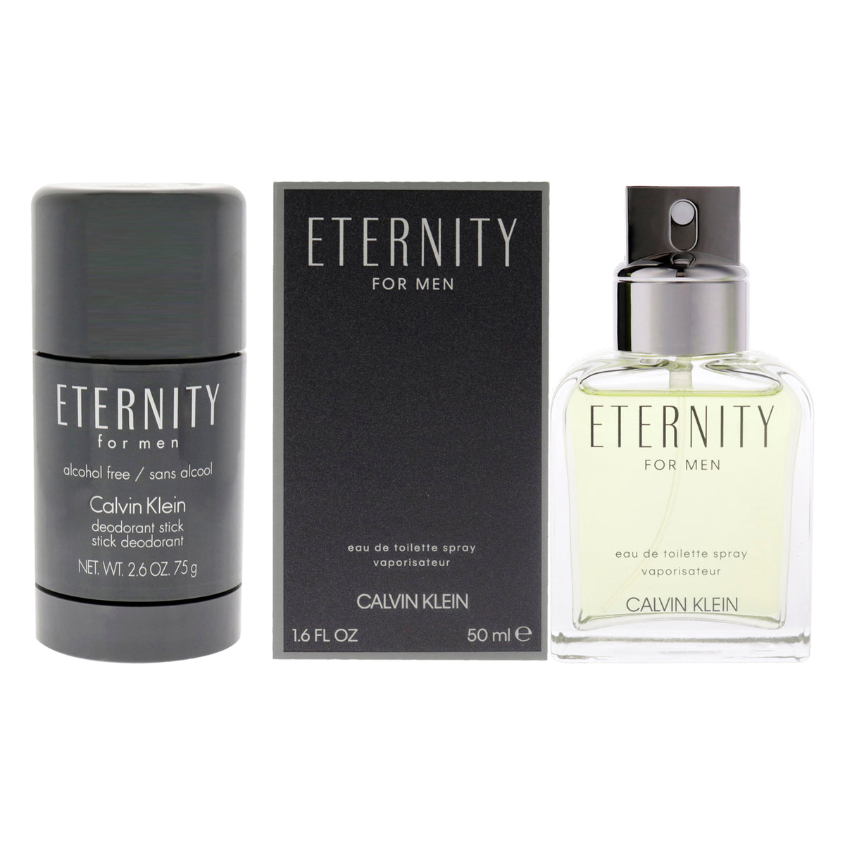 Eternity Kit by Calvin Klein for Men - 2 Pc Kit 1.6 oz EDT Spray, 2.6 oz Deodorant Stick