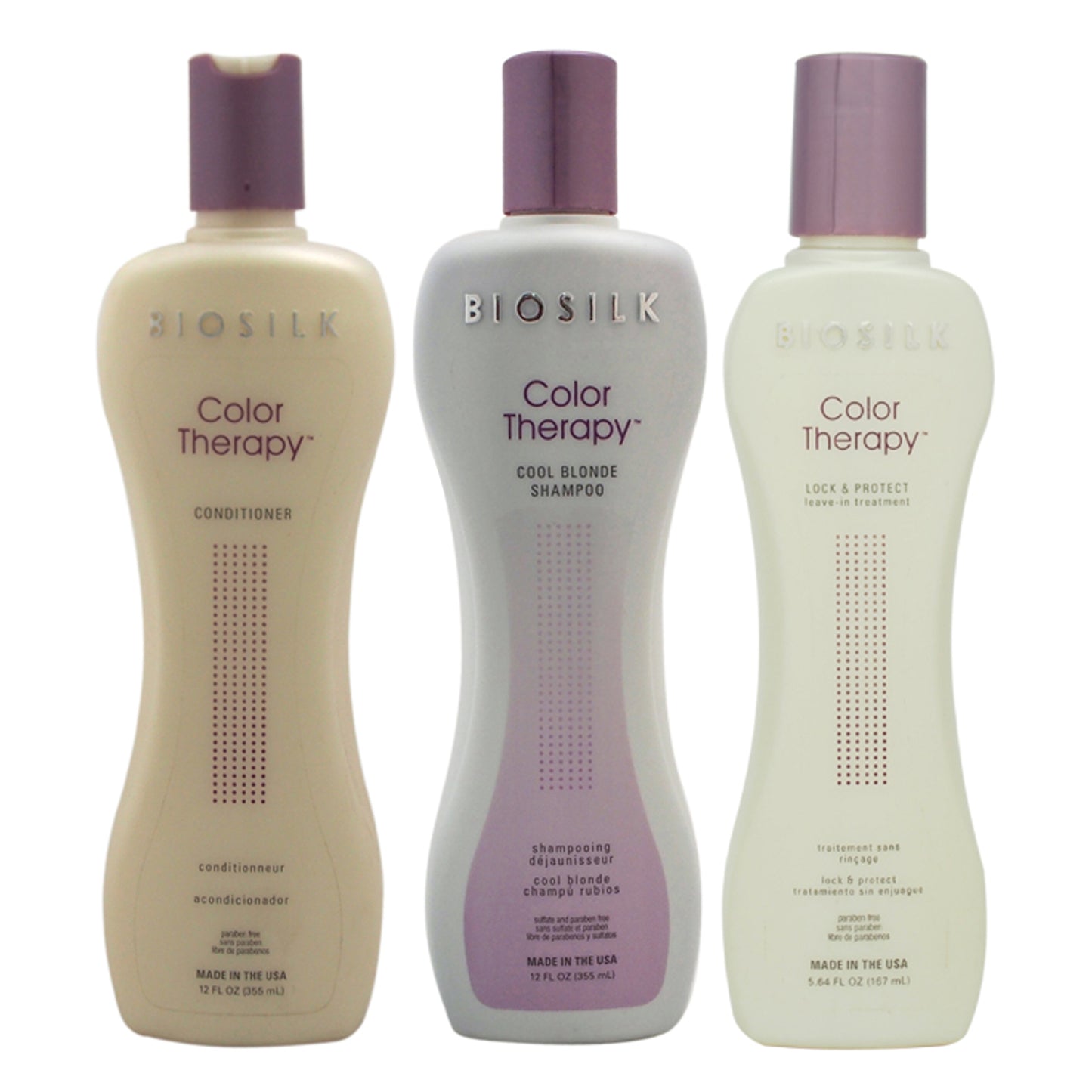 Color Therapy Cool Blonde Shampoo and Conditioner With Lock and Protect Leave-In Treatment Kit 3 Pc Kit 12oz Shampoo