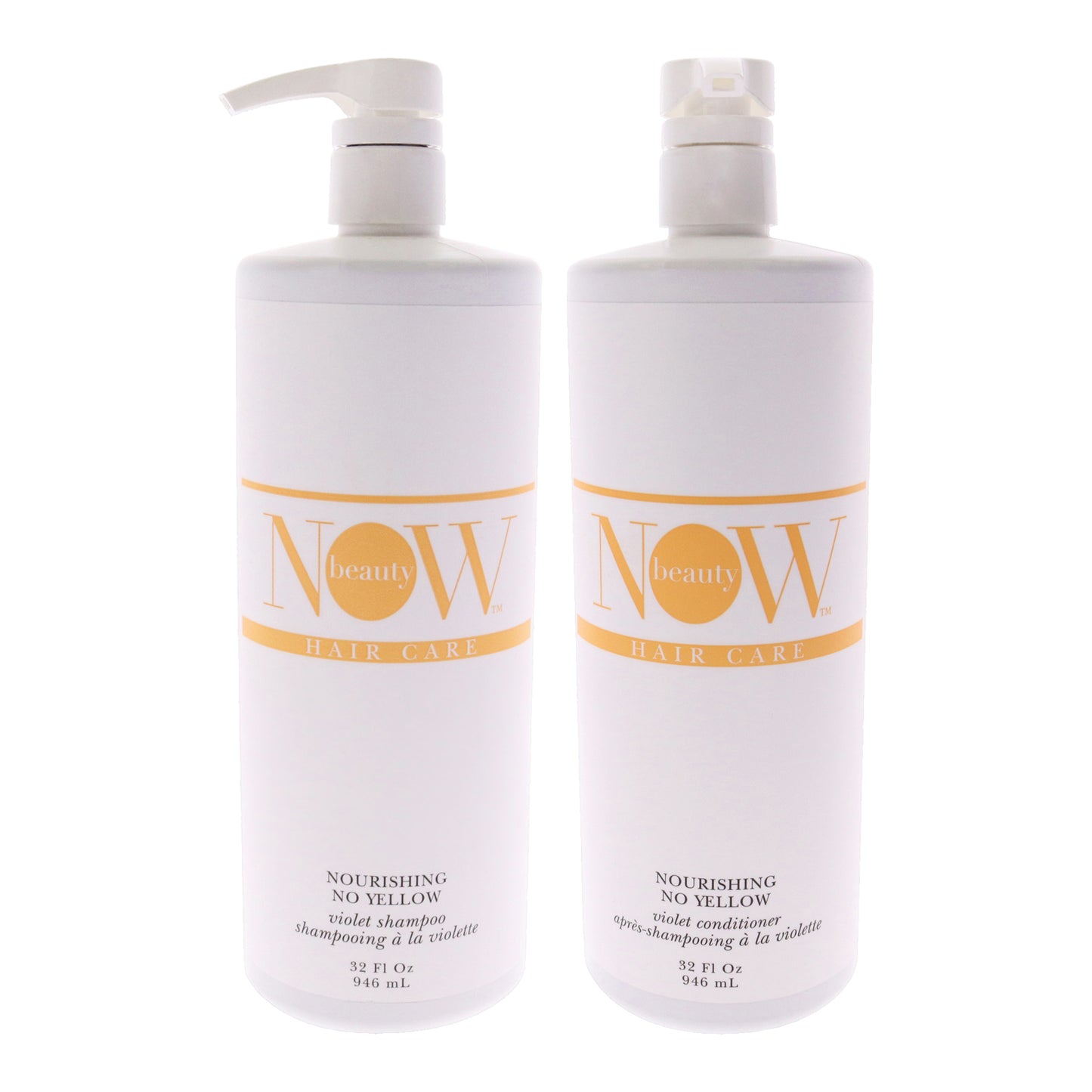 No Yellow Shampoo and Conditioner Kit by NOW Beauty for Unisex - 2 Pc Kit 32oz Shampoo, 32oz Conditioner