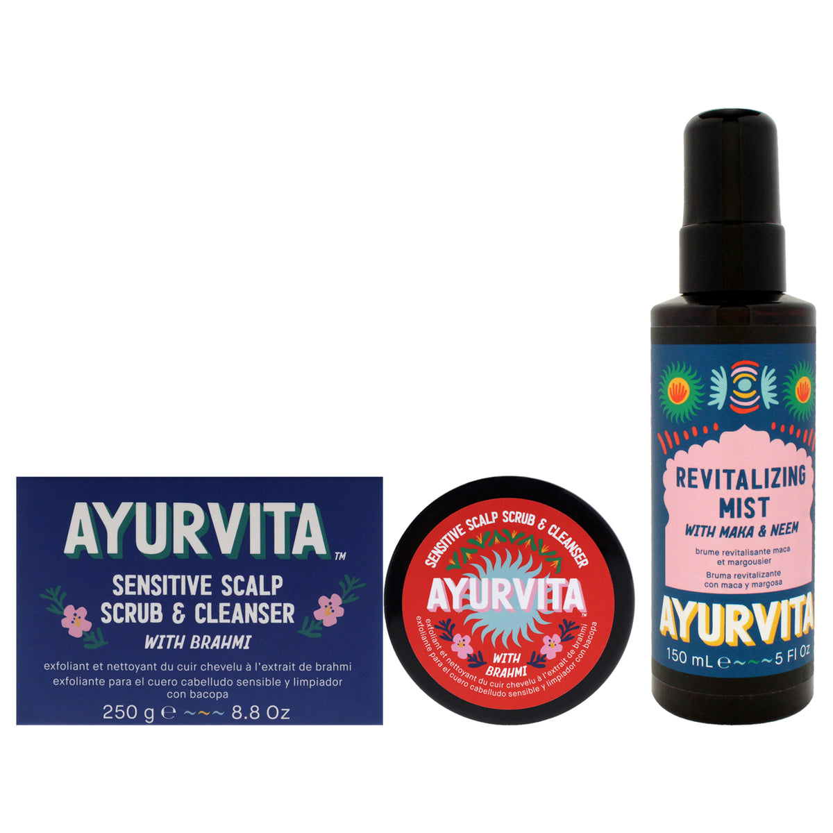 Holistic Hair and Scalp Refresh Kit by AyurVita for Unisex - 2 Pc Kit 8.8oz Cleanser, 5 oz Mist
