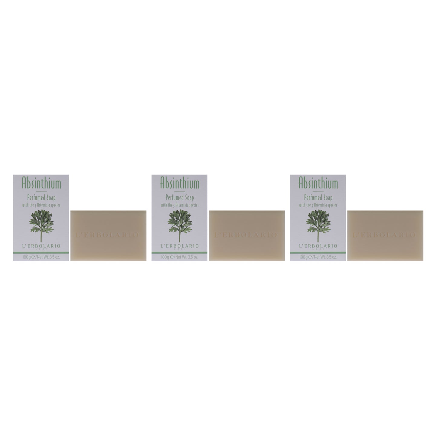Perfumed Soap - Absinthium - Pack of 3 by LErbolario for Unisex - 3.5 oz Soap