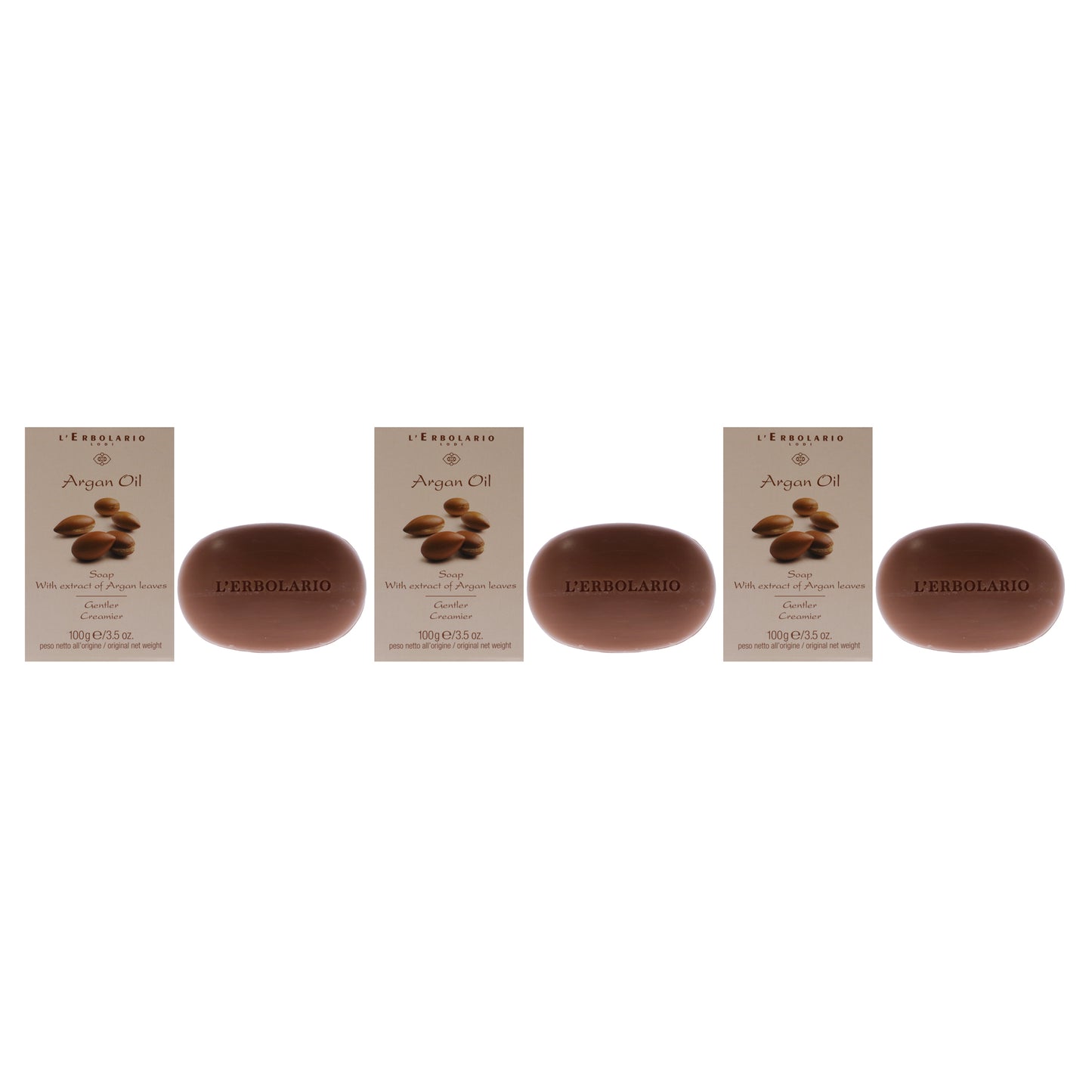 Soap - Argan Oil - Pack of 3 by LErbolario for Unisex - 3.5 oz Soap