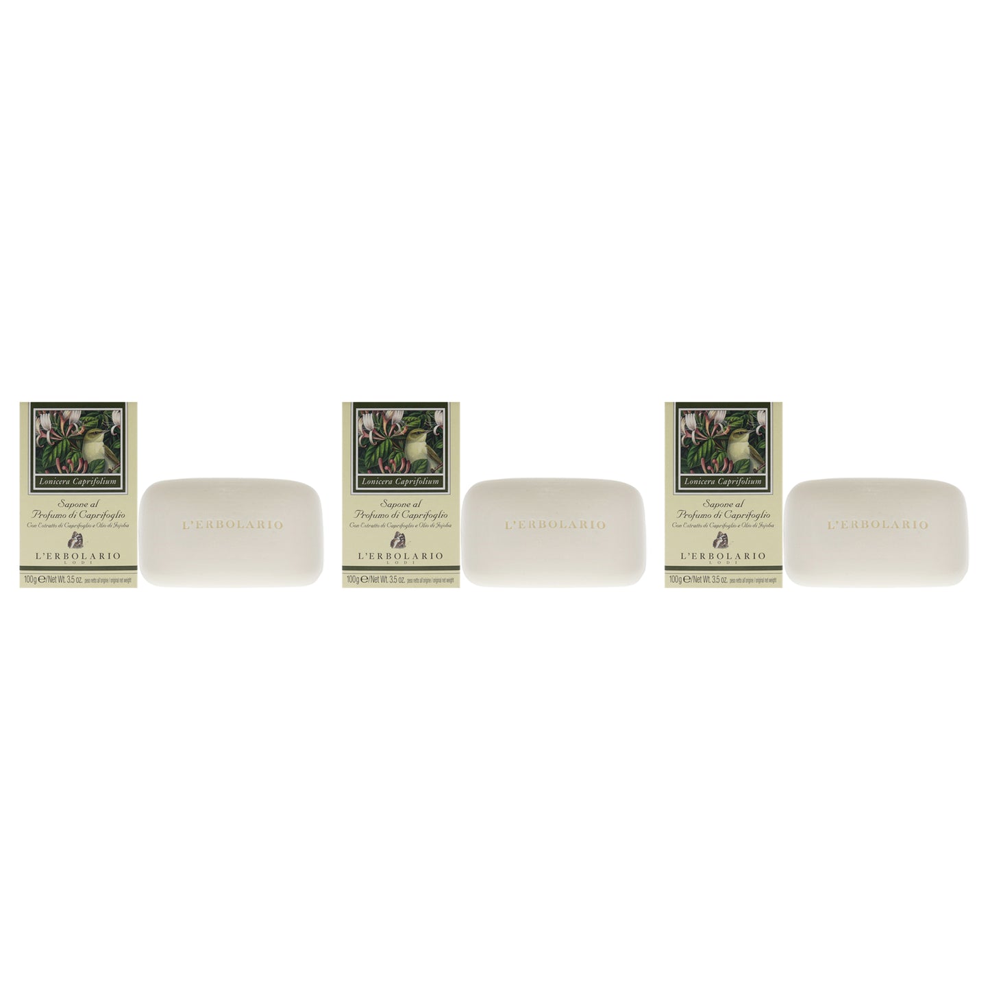 Perfumed Soap - Honeysuckle - Pack of 3 by LErbolario for Unisex - 3.5 oz Soap