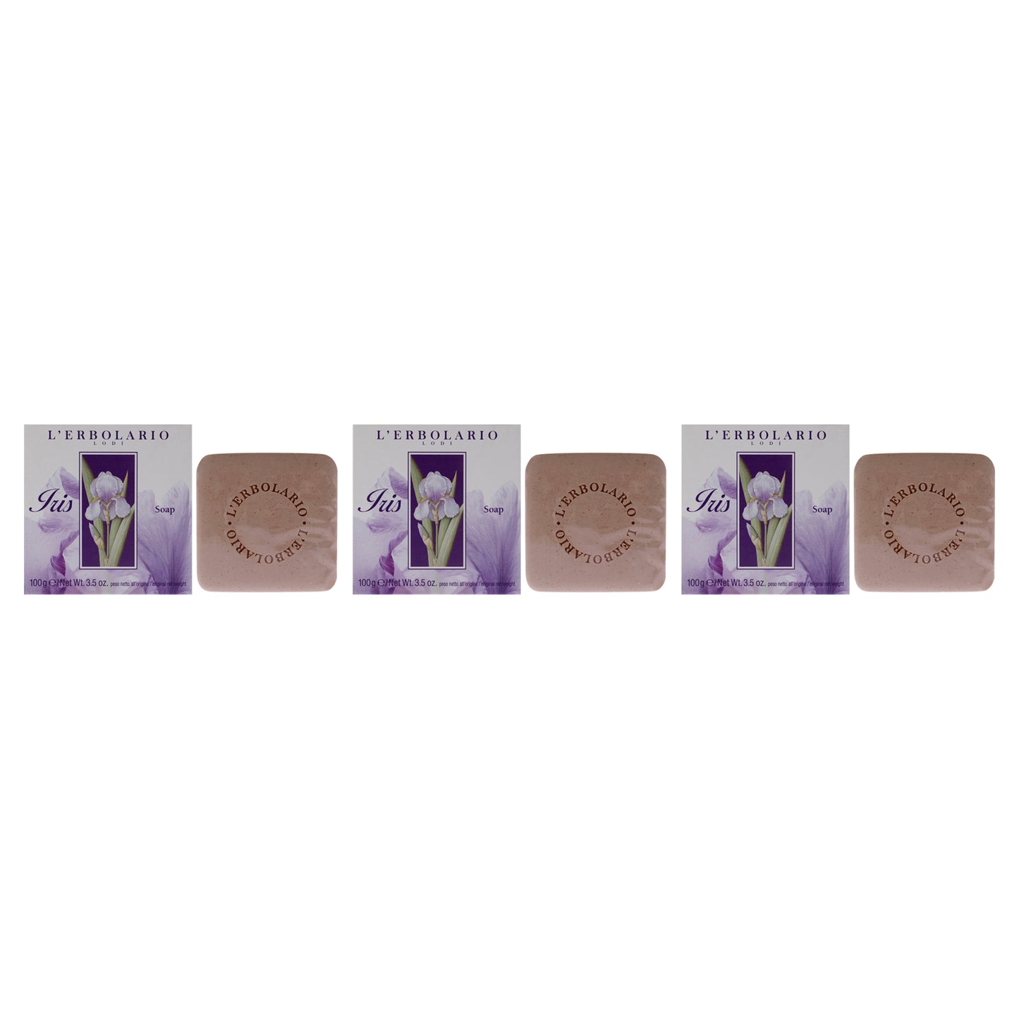 Soap - Iris - Pack of 3 by LErbolario for Unisex - 3.5 oz Soap