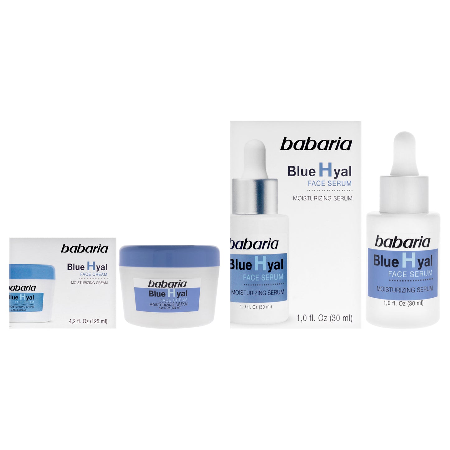 Blue Hyal Face Kit by Babaria for Unisex - 2 Pc Kit 1oz Serum, 4.2oz Cream