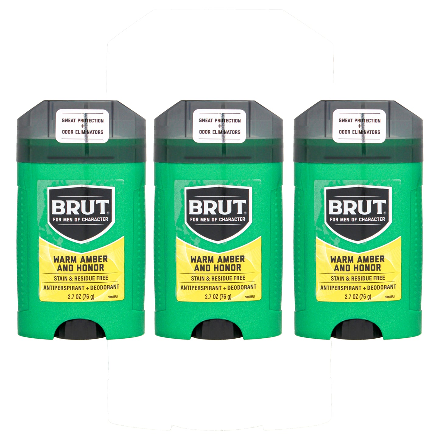 Warm Amber and Honor Antiperspirant Deodorant by Brut for Men - 2.7 oz Deodorant Stick - Pack of 3