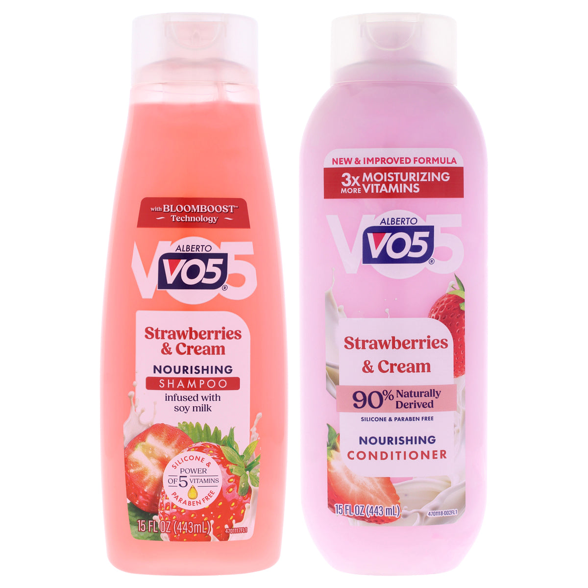 Moisturizing Strawberries Cream Conditioner and Shampoo Kit by Alberto VO5 for Unisex - 2 Pc Kit 15oz Conditioner, 15oz Shampoo