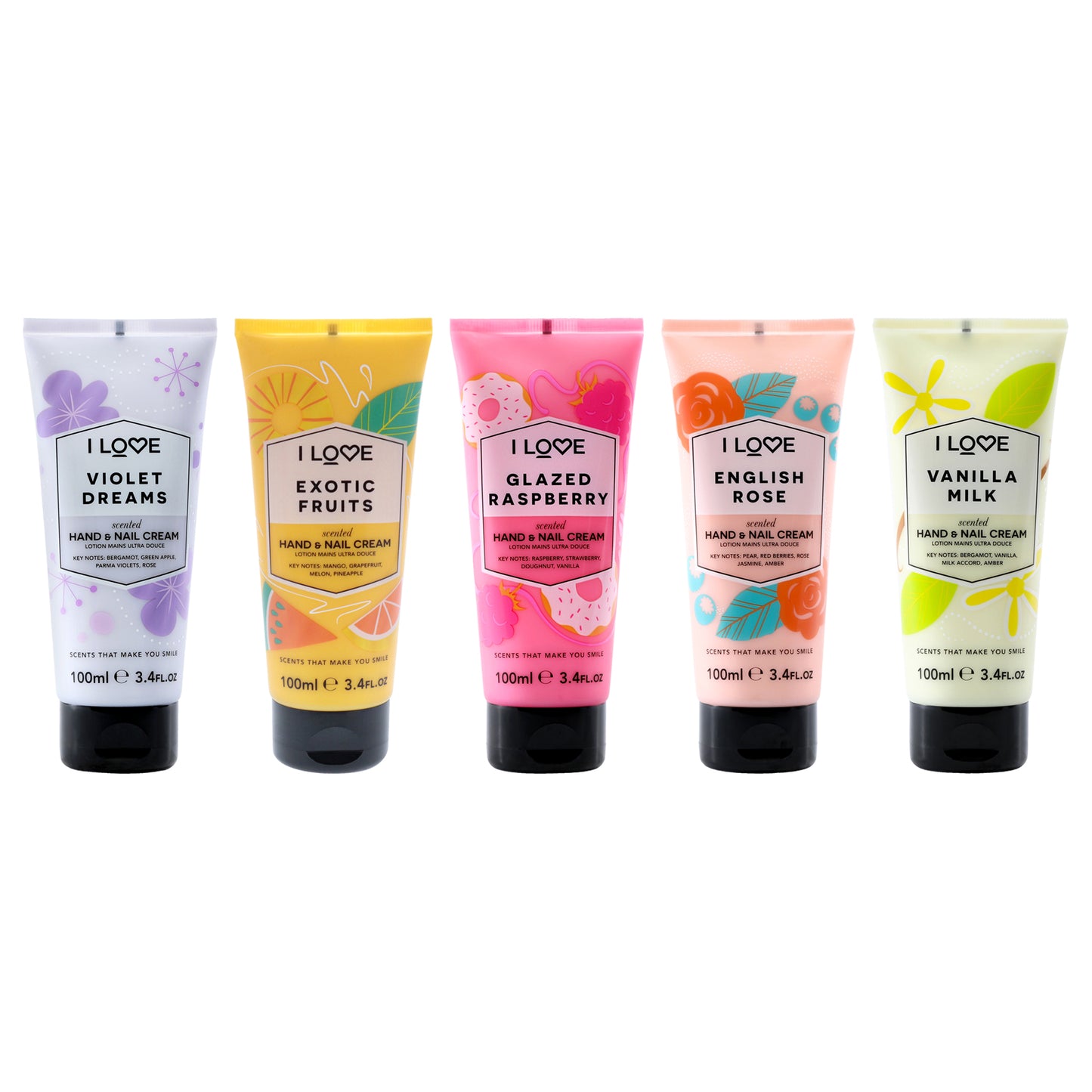 Hand and Nail Cream Bundle Kit 5 Pc Kit 3.4oz Scented Hand and Nail Cream - Glazed Raspberry