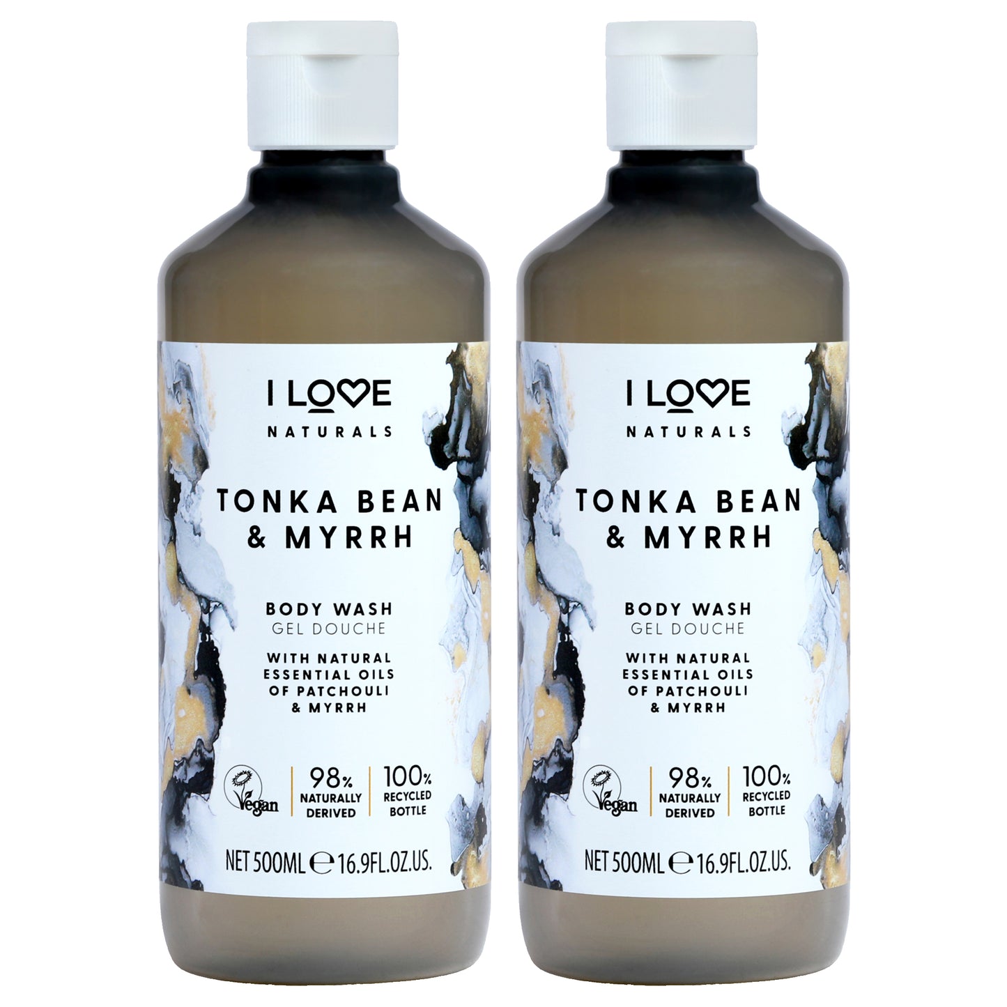 Tonka Bean and Myrrh Body Wash by I Love Cosmetics for Women - 16.9 oz Body Wash - Pack of 2